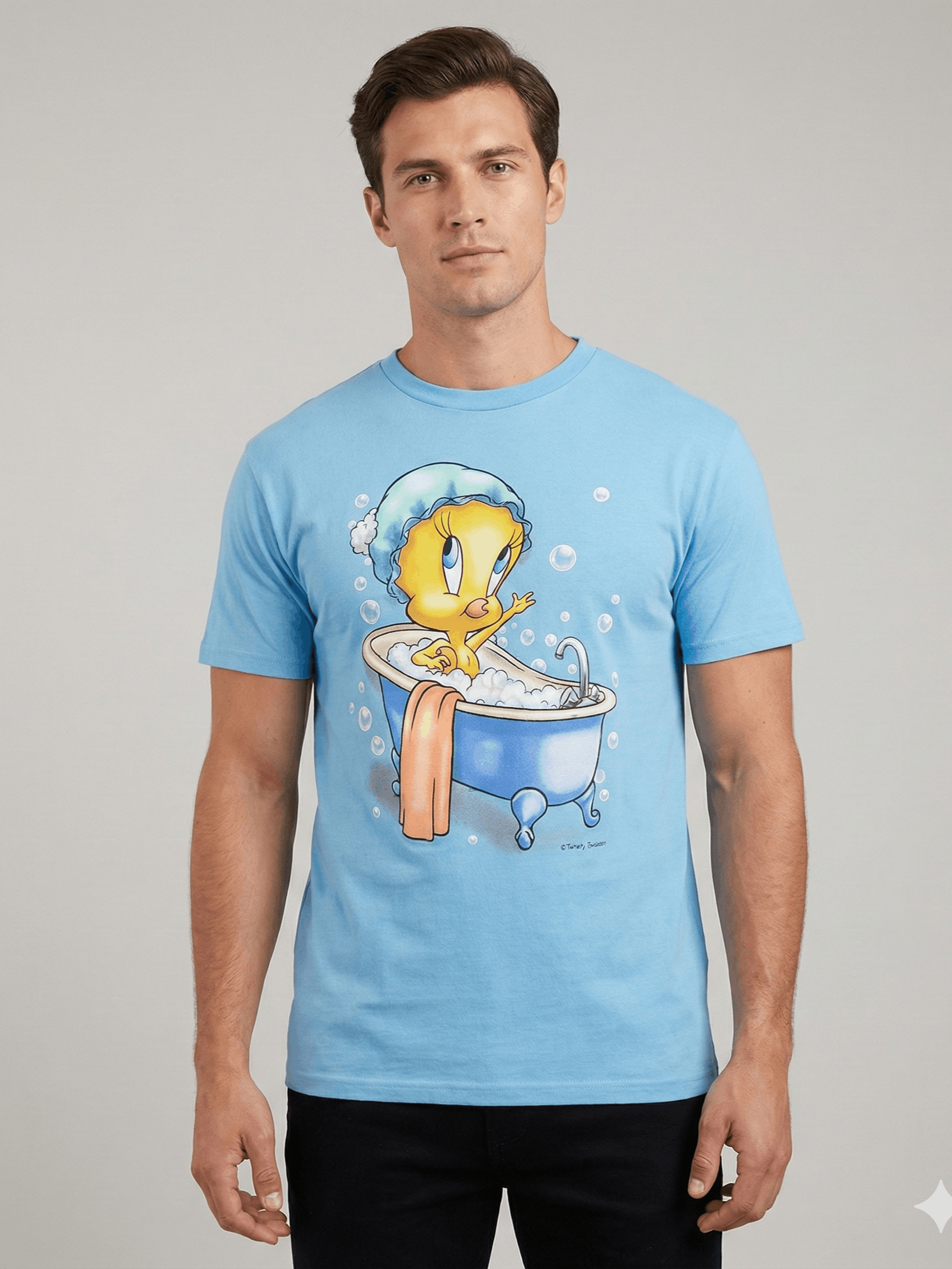 Vintage ​VINTAGE 1998 Looney Tunes Tweety Bird In Bathtub T-Shirt Size US M / EU 48-50 / 2 - 1 Thumbnail