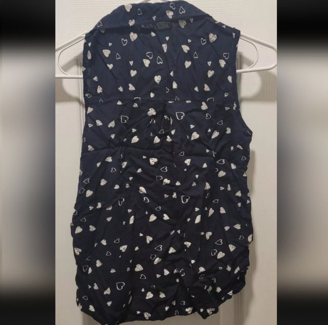 Primark NWOT Atmosphere Primark Blue White Heart Tank Blouse 0 Size XS / US 0-2 / IT 36-38 - 2 Thumbnail