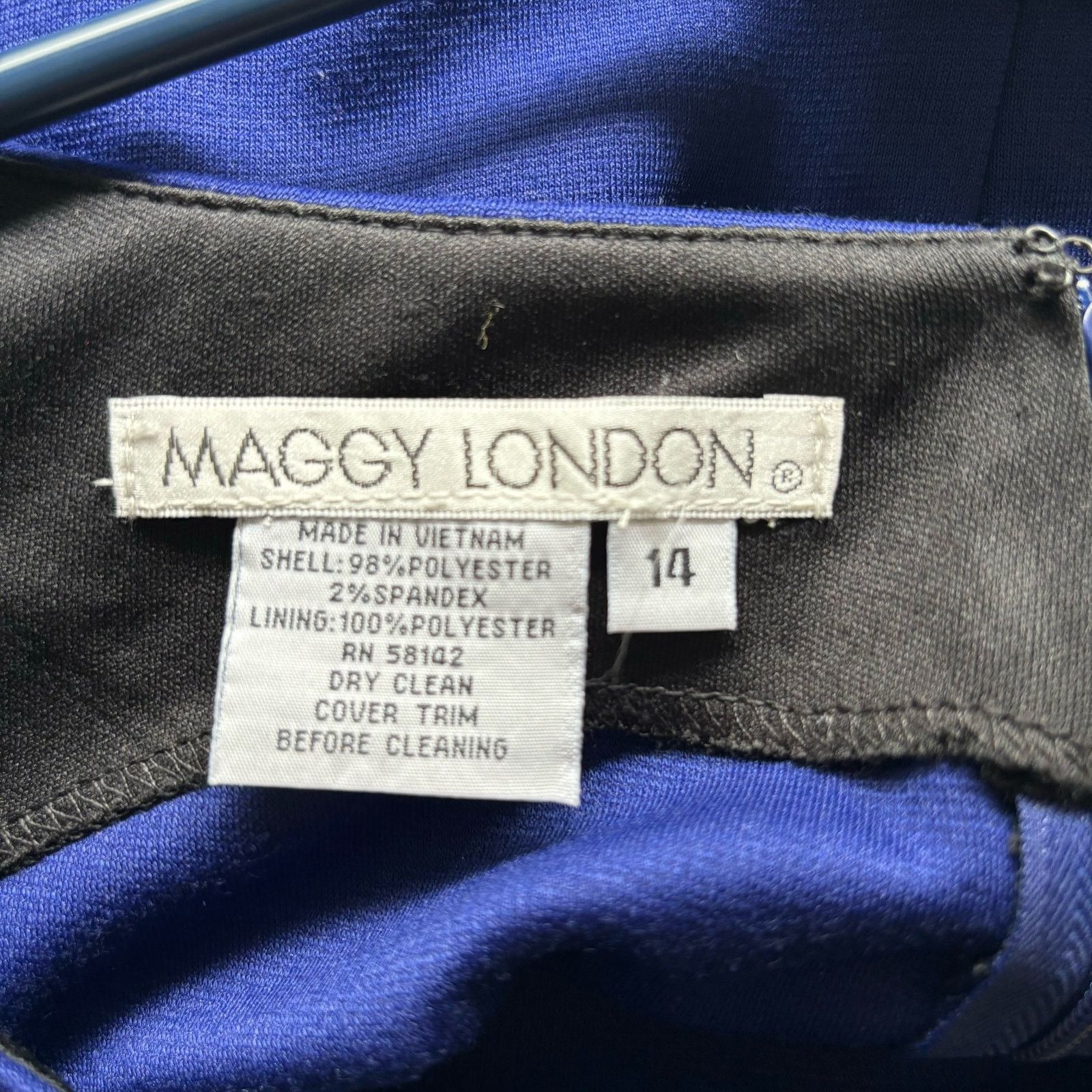 MAGGY LONDON Maggy London Blue A-Line Midi Dress Cap Sleeves Belted 14 Size XL / US 12-14 / IT 48-50 - 6 Thumbnail