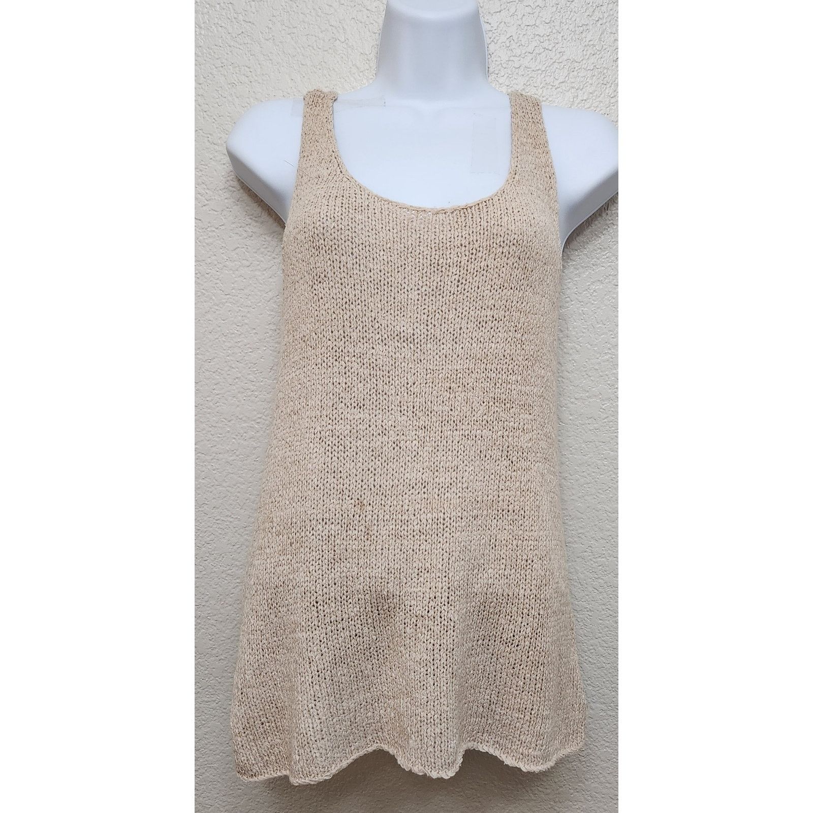 Other Divided By H&M Beige Tan Loose Knit Tank Top 8 Lightweight Size M / US 6-8 / IT 42-44 - 1 Thumbnail