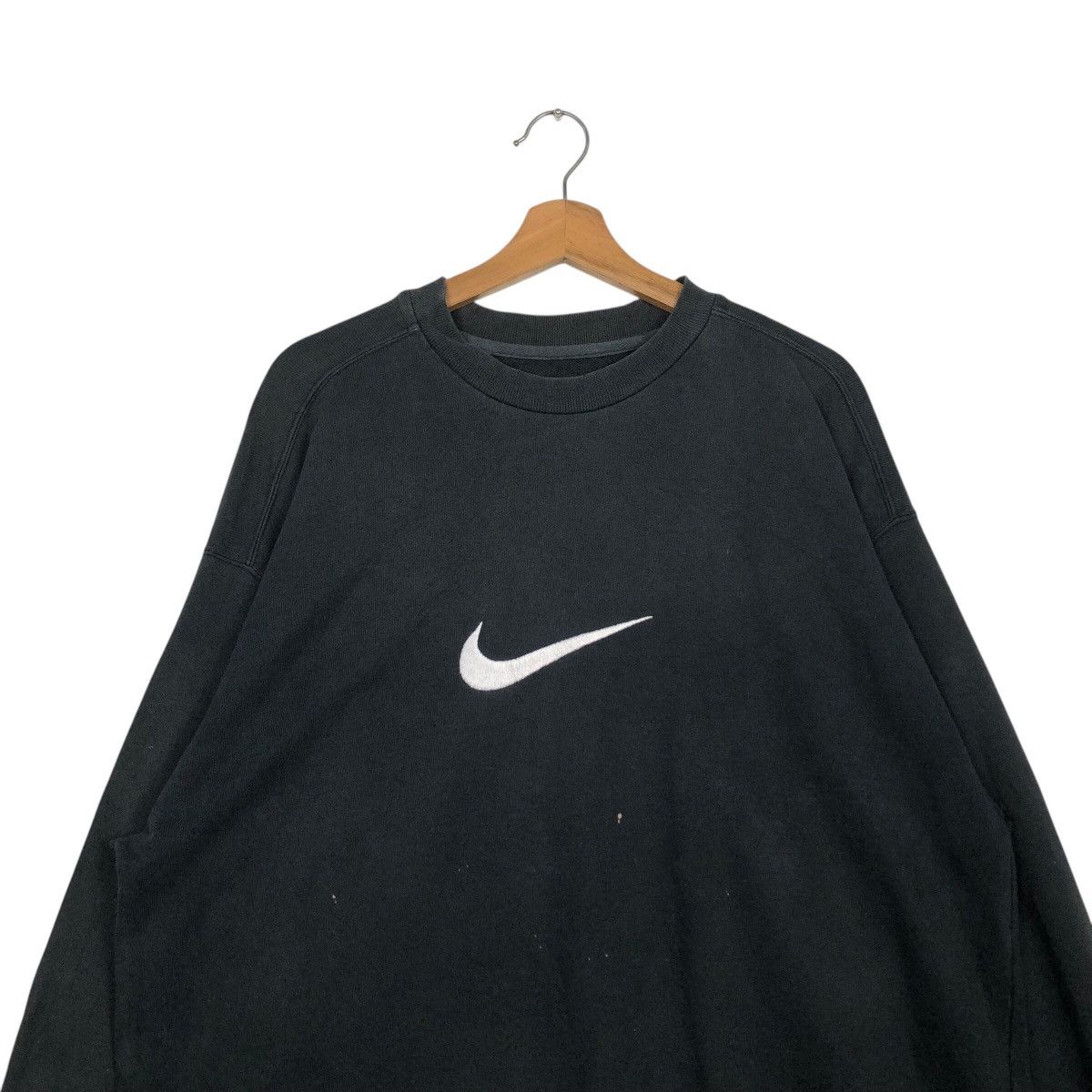 Nike 📌Rich Black Vintage Sweatshirt Nike Big Swoosh Size US M / EU 48-50 / 2 - 4 Thumbnail