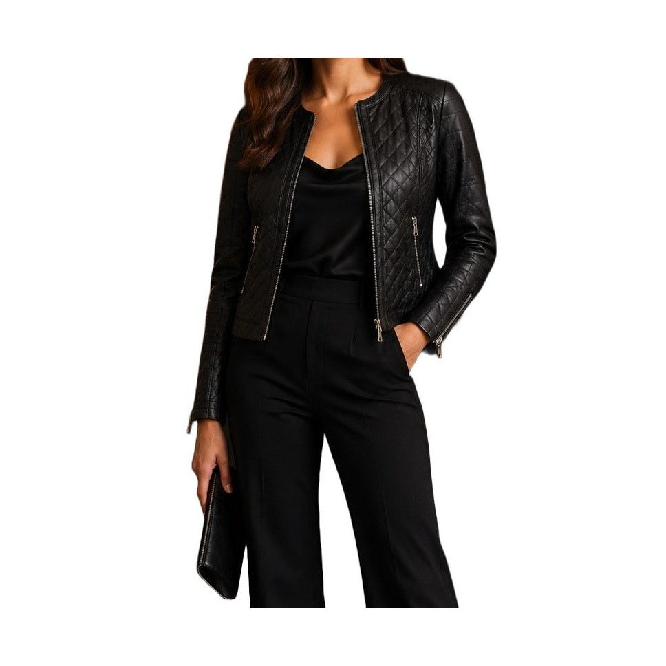 Harve Benard Harve Benard Quilted Black Faux Leather Moto Jacket S NWT Size S / US 4 / IT 40 - 5 Thumbnail