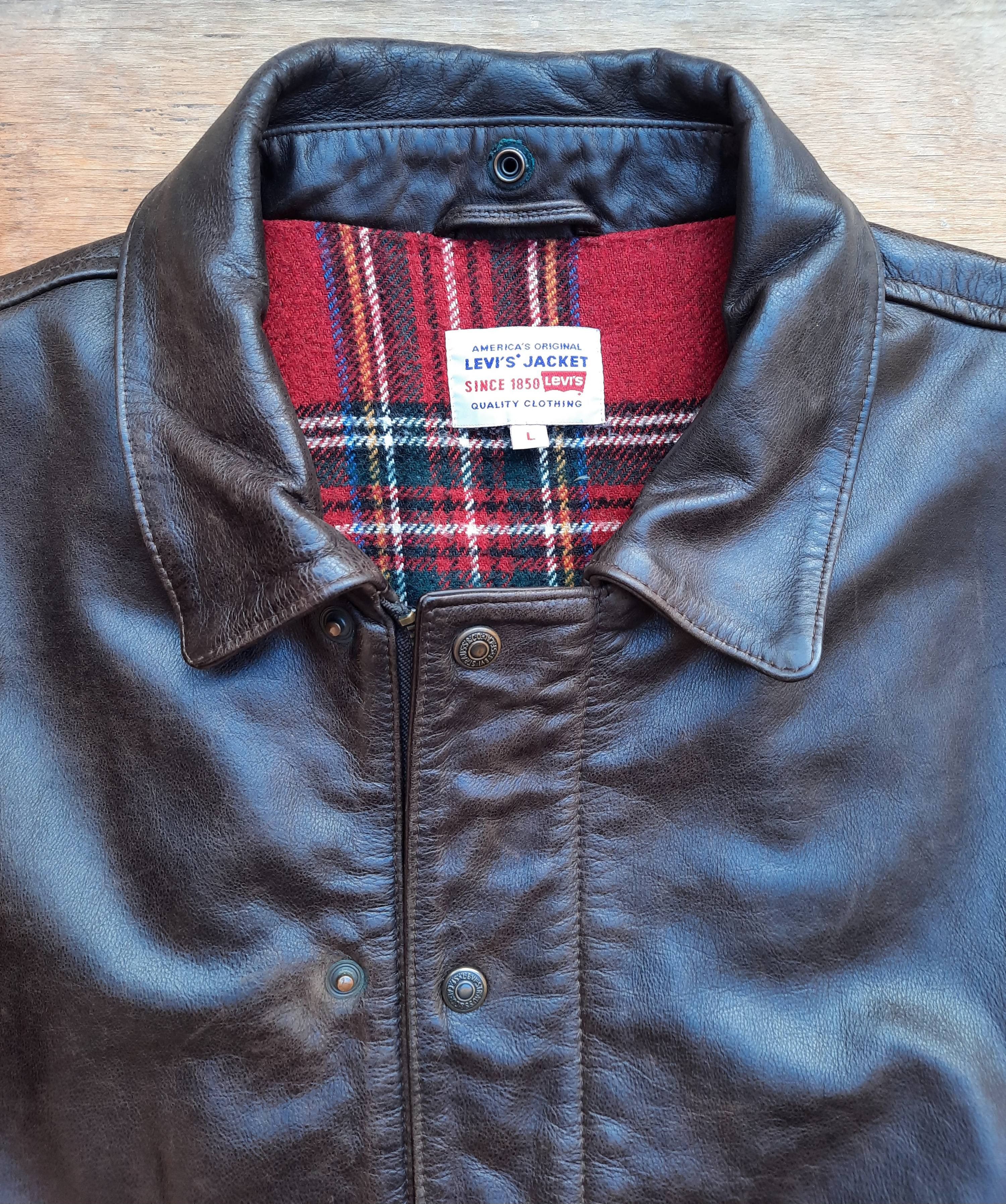 Levi's Vintage Clothing Vintage 90s Levi’s Brown Leather Jacket Cow Nappa Coat Size US L / EU 52-54 / 3 - 7 Thumbnail