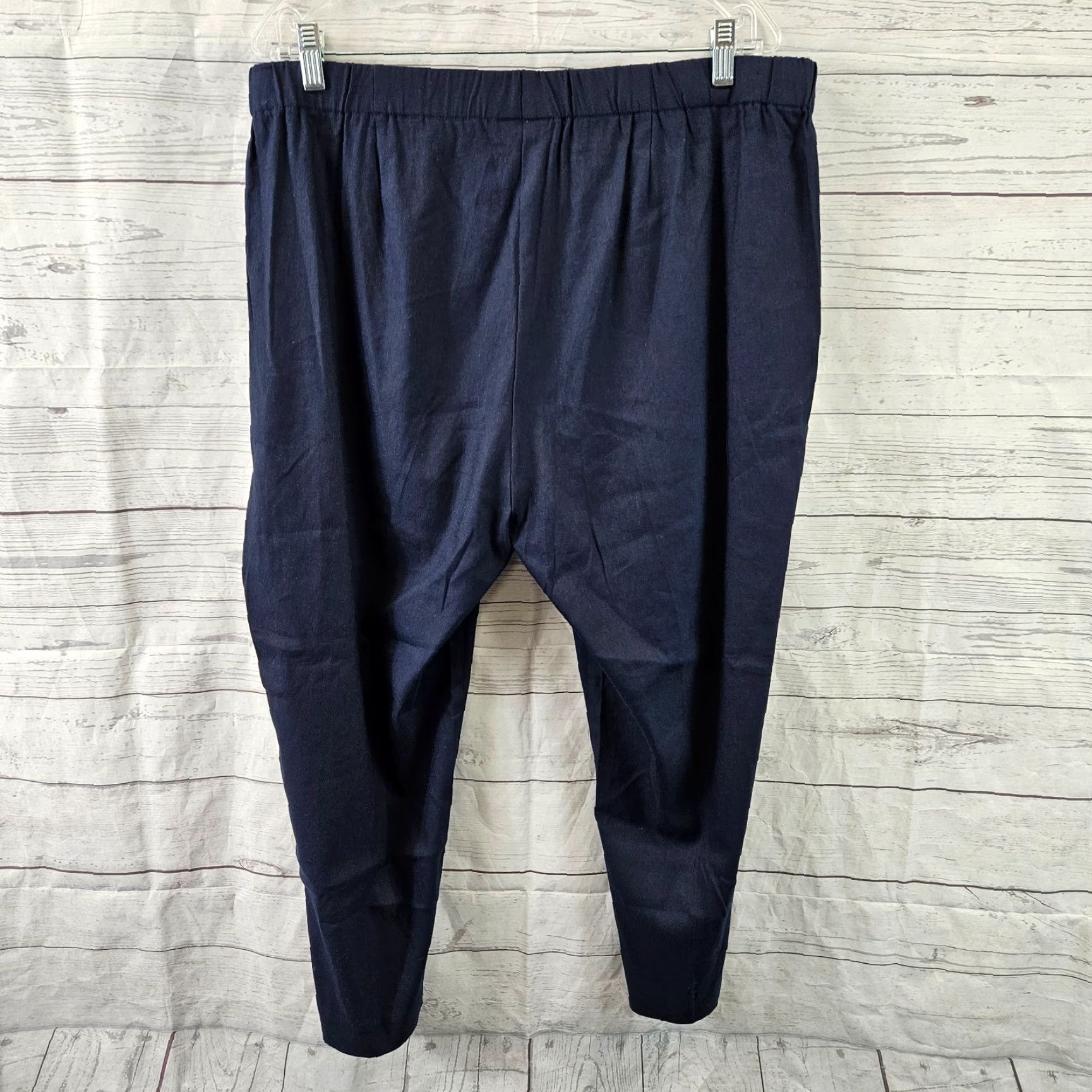 J. Jill VINTAGE J Jill Womens Linen Stretch Cropped Pants Sz XL Petite Blue Side Zip Size 40" / US 18 - 3 Thumbnail