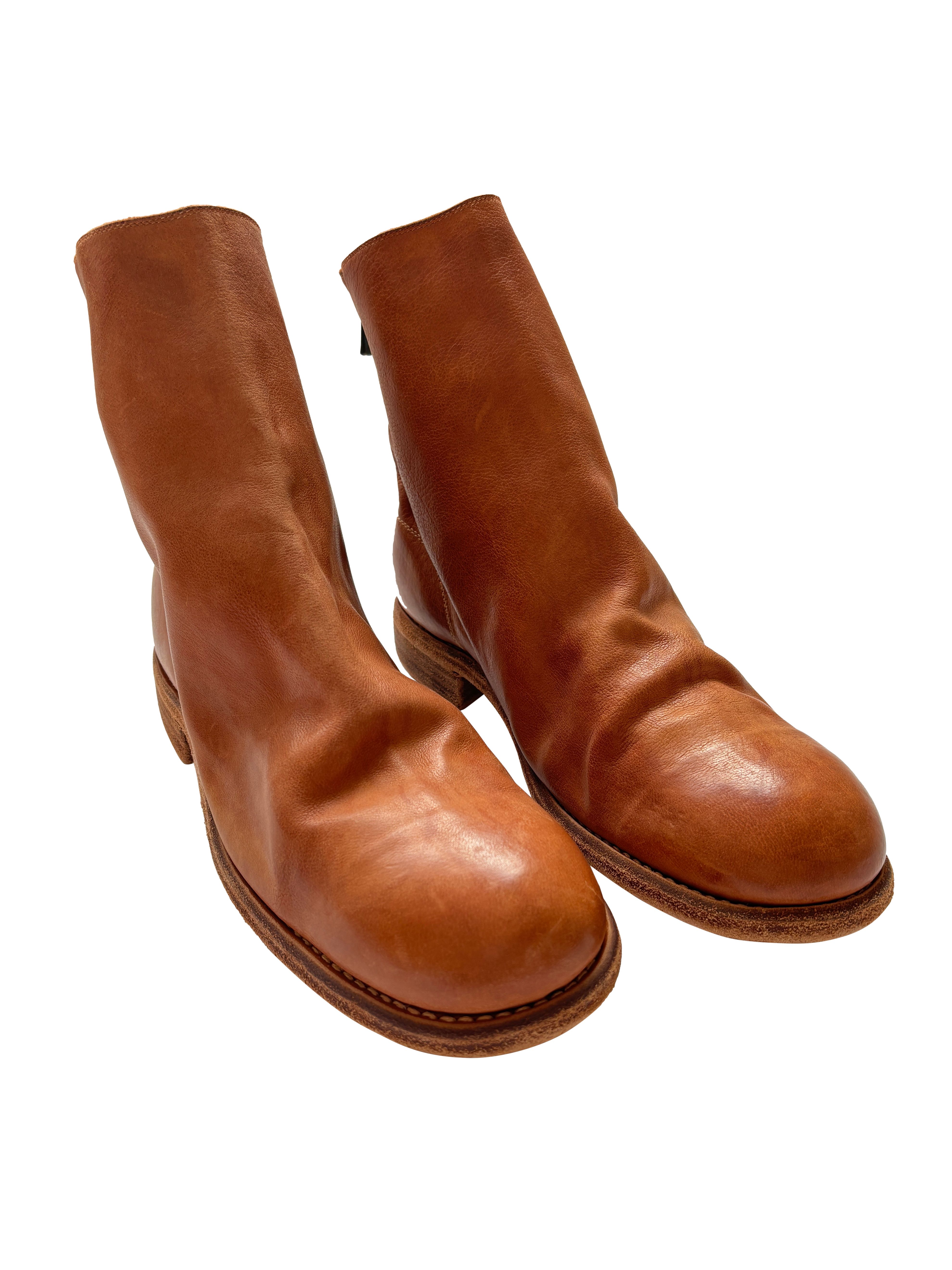 Pre-owned Guidi 986 Tan Leather Boot With Back Zippers