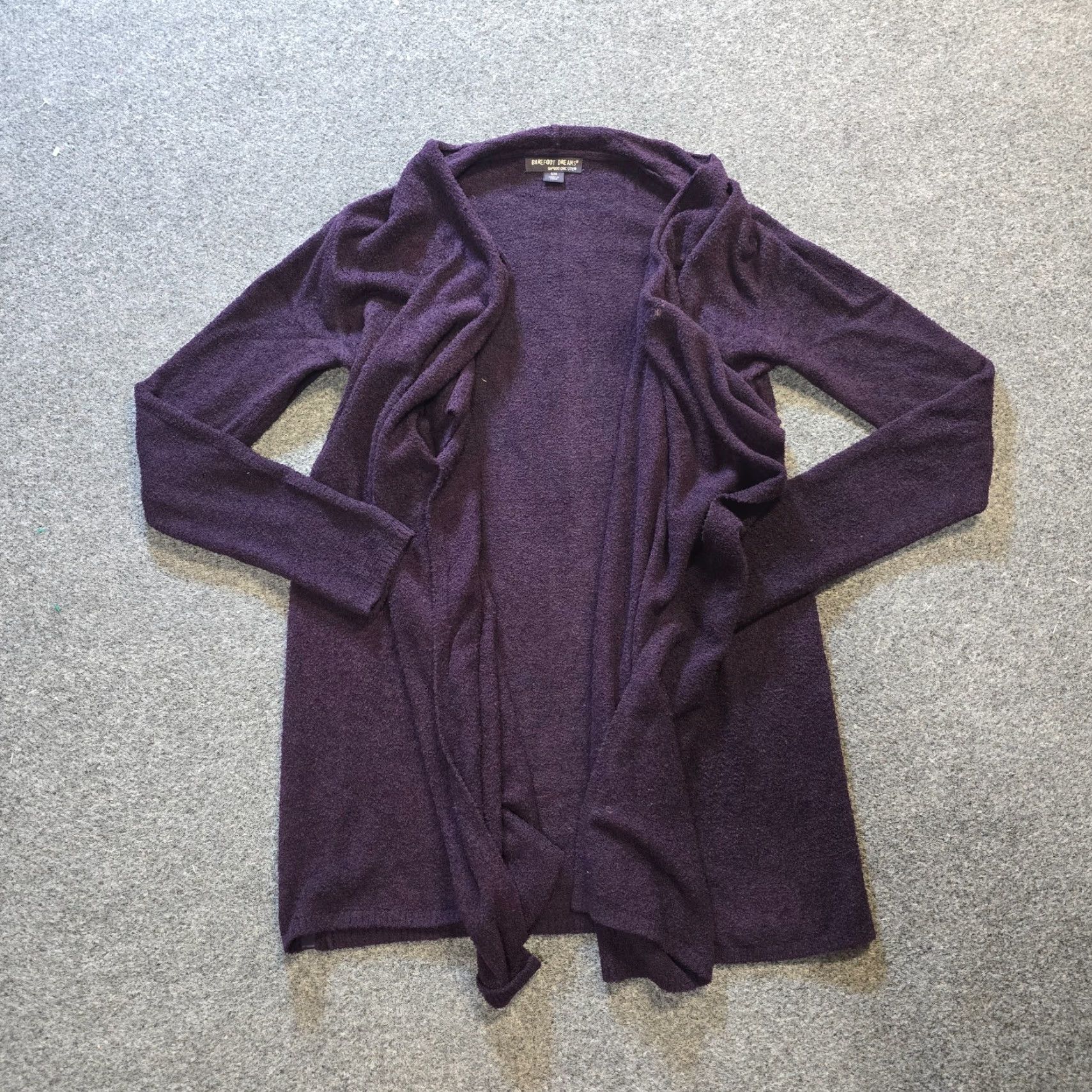 Vintage Barefoot Dreams Sweater Cardigan Womens Size M Purple Open Pockets Casual Lite Knit Winter Fall Spring Regular Size M / US 6-8 / IT 42-44 - 2 Thumbnail