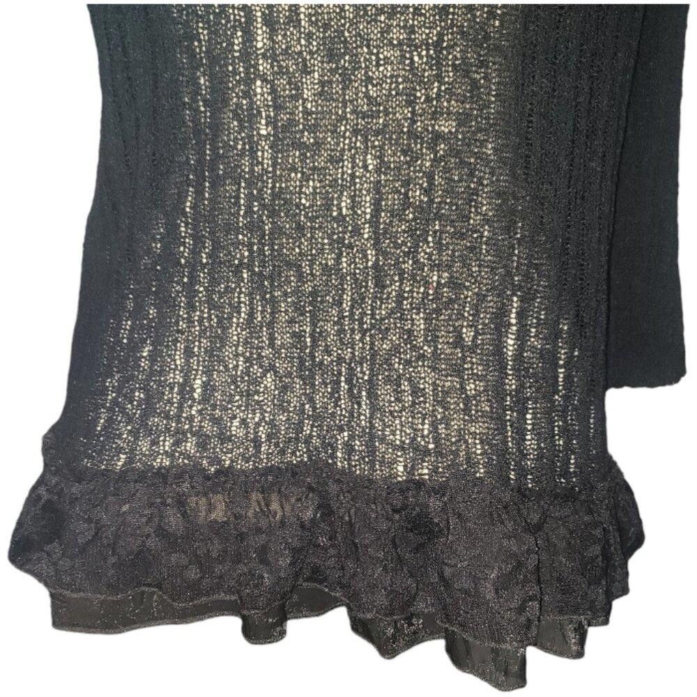 Designer CT1607 Ethyl Black Ruffled Open Lightweight Shrug M Size M / US 6-8 / IT 42-44 - 7 Thumbnail