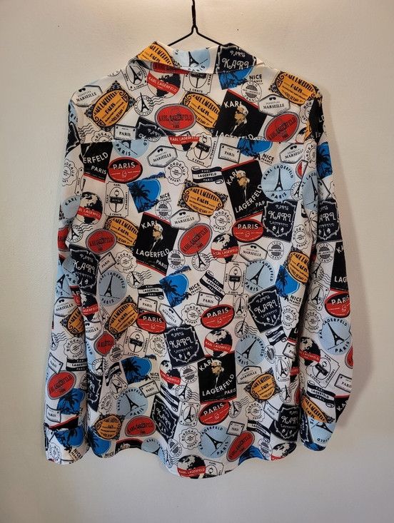 Karl Lagerfeld Karl Lagerfeld Allover Print Button Down Shirt Blouse - M Size M / US 6-8 / IT 42-44 - 5 Thumbnail