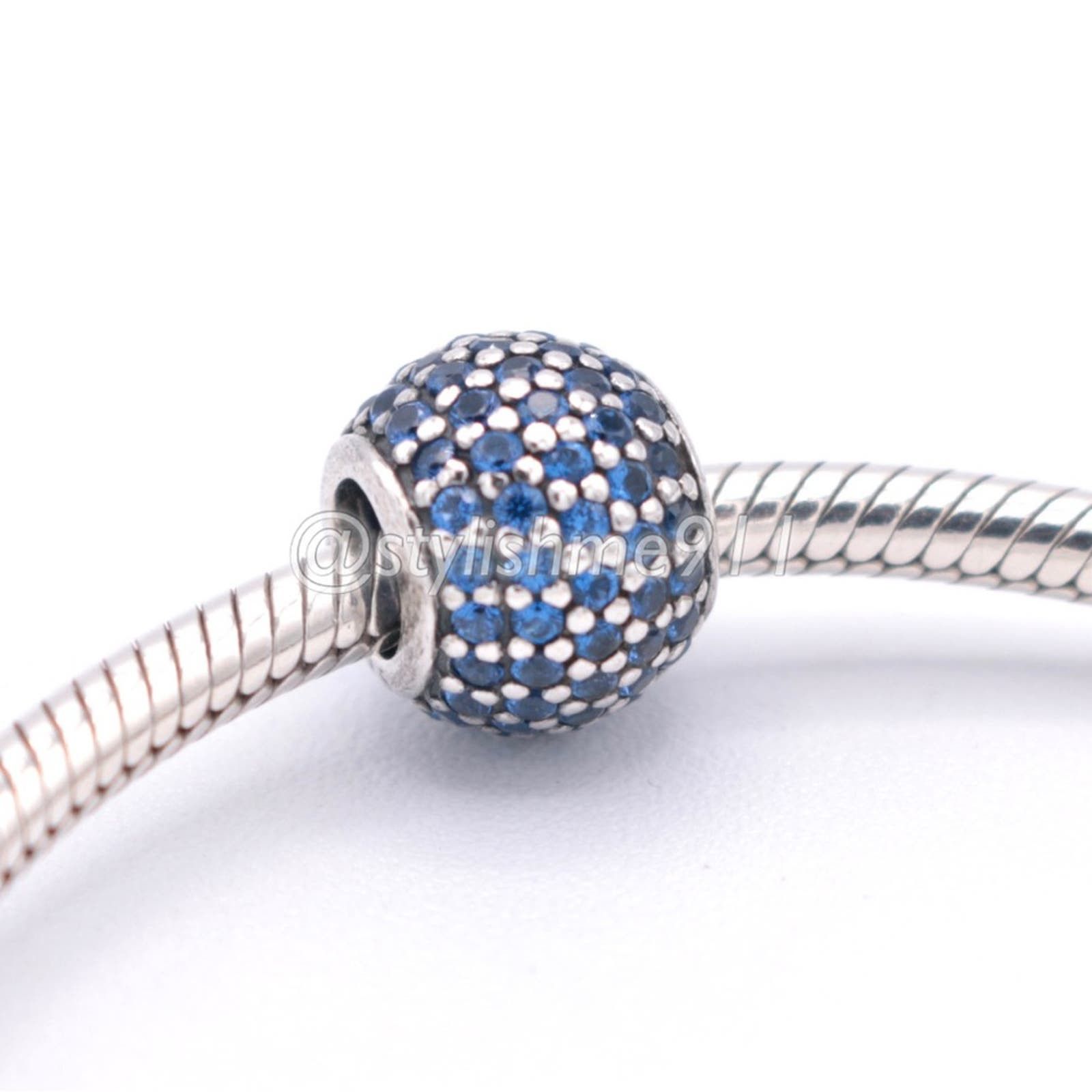 Authentic PANDORA Pave Lights with Blue Crystal Charm
