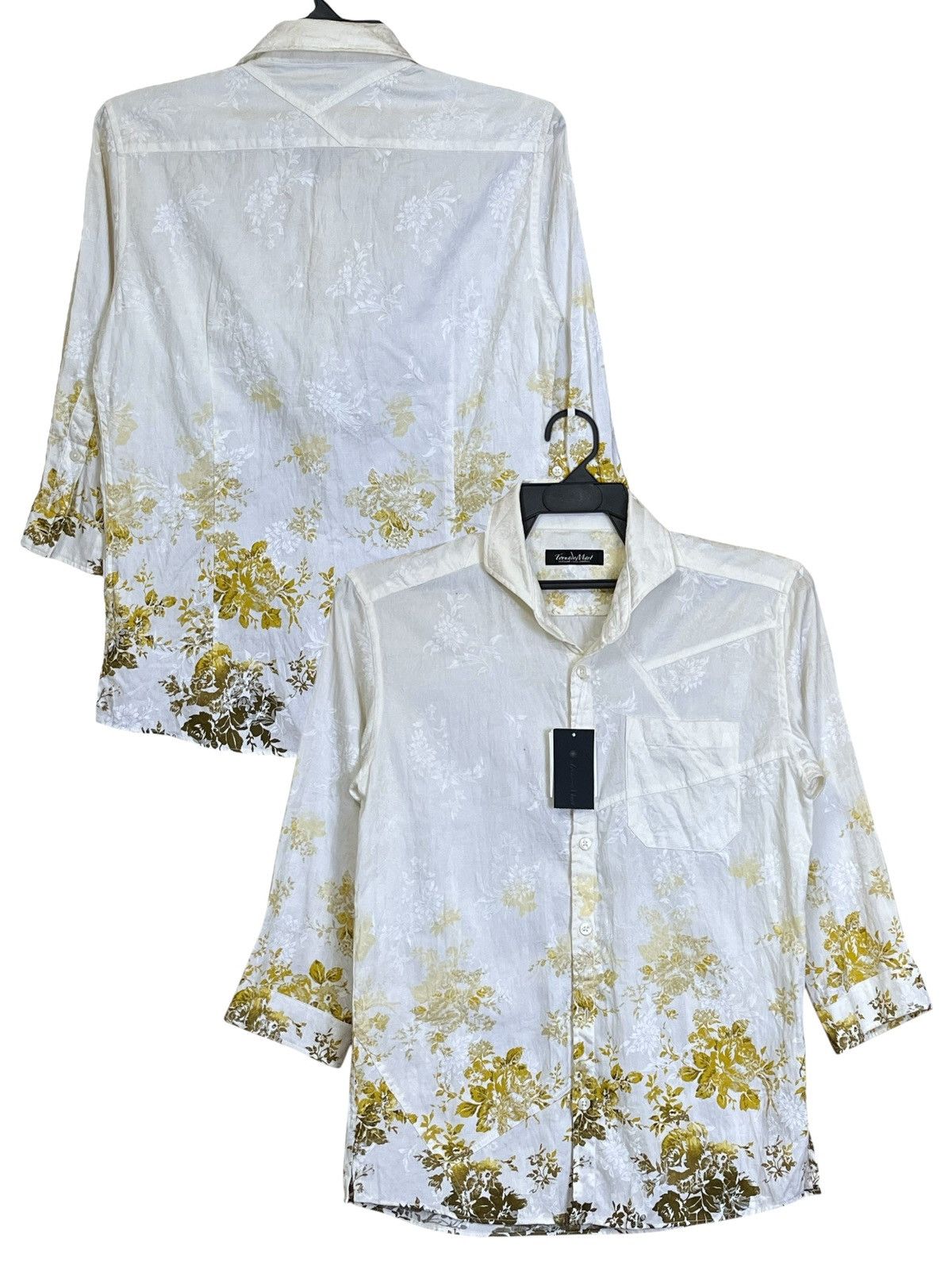 Tornado Mart NWT🔥TORNADO MART gold flower 3 quarter hand button ups shirt Size US S / EU 44-46 / 1 - 1 Thumbnail