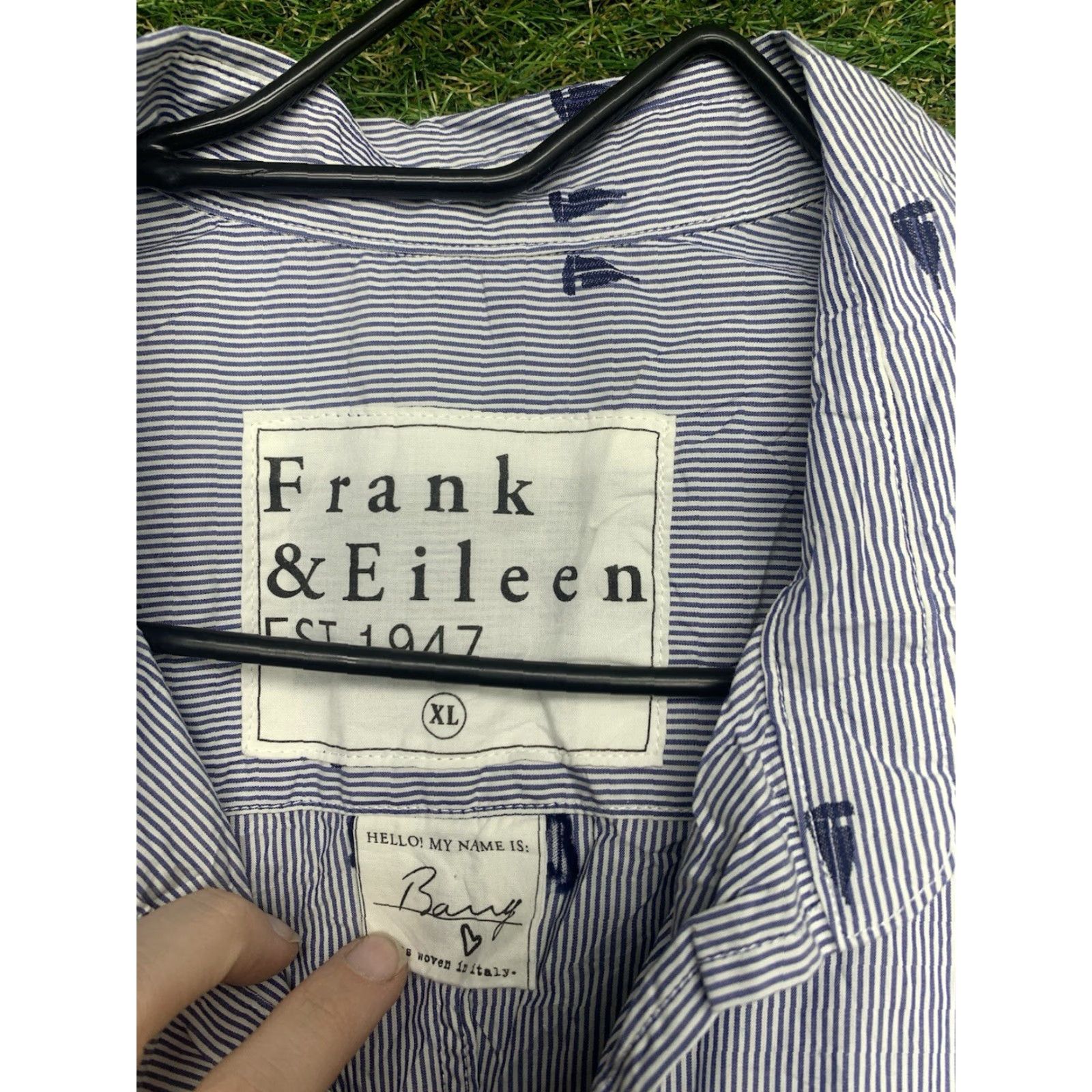 Frank & Eileen Frank & Eileen Shirt Mens XL Button-Down Long Sleeve Striped Blue Cotton Classic Fashion Size US XL / EU 56 / 4 - 4 Thumbnail