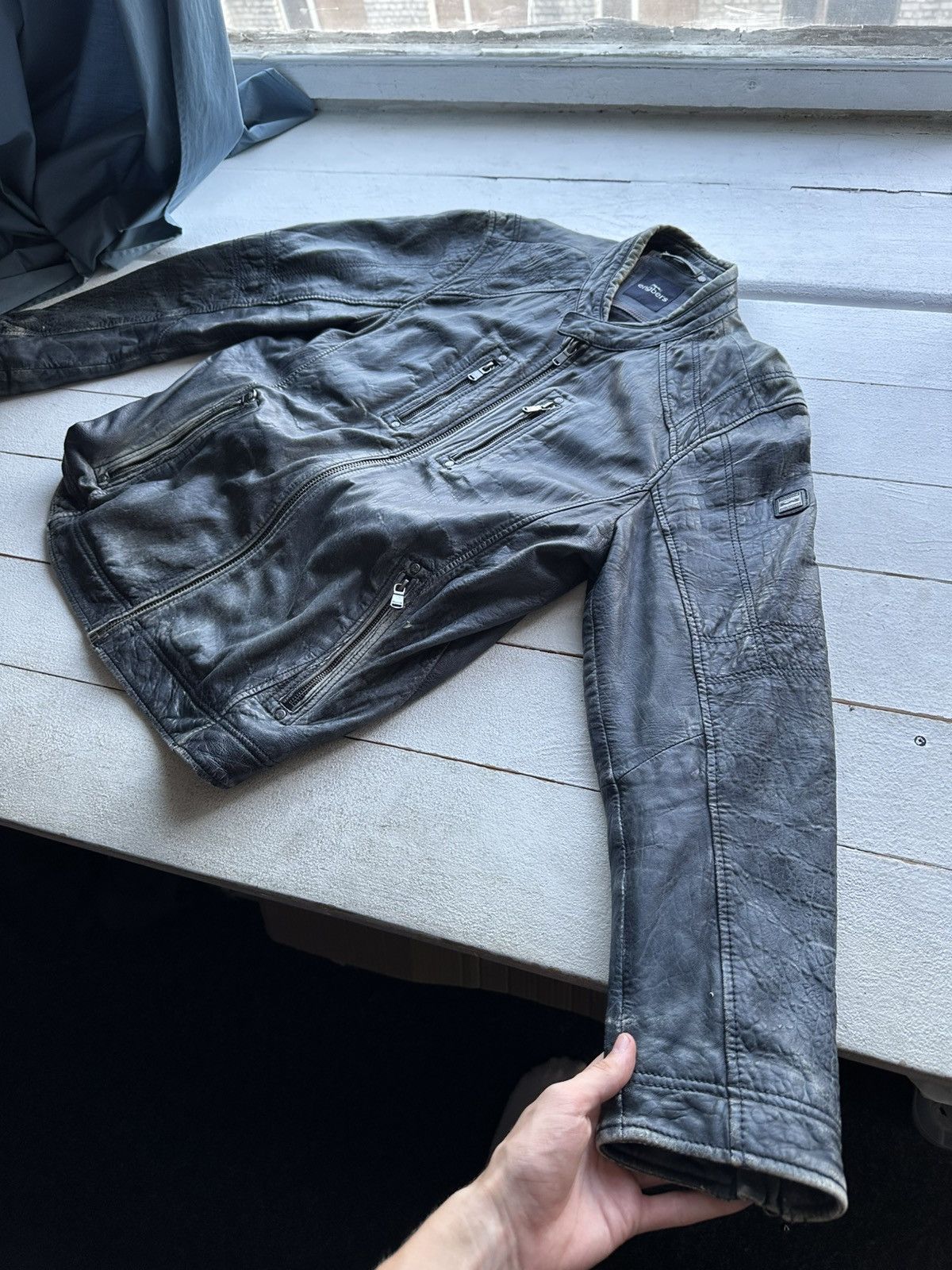 Other 🚨VNTG LEATHER JACKET AVANT GARDE ASYMMETRICAL BLACK MOTO Size US L / EU 52-54 / 3 - 2 Thumbnail