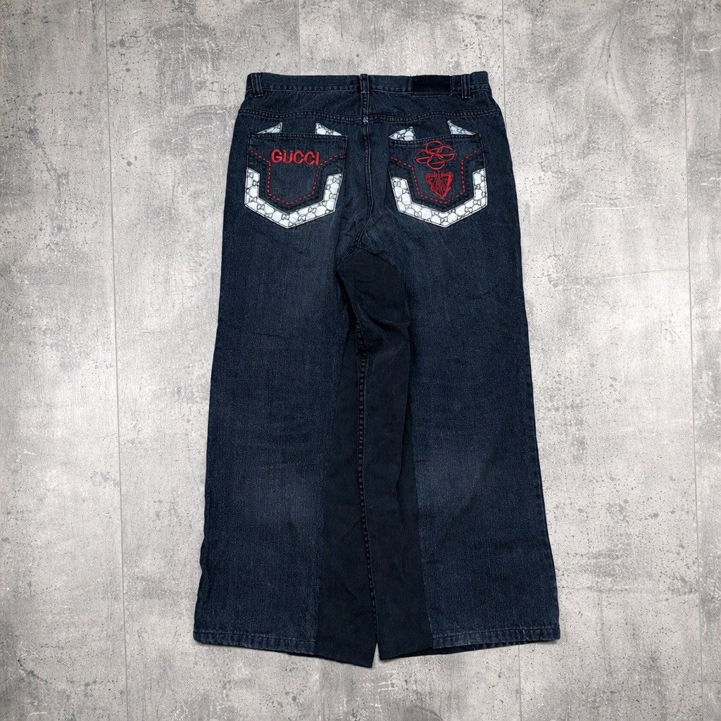 JNCO Baggy Gucci Custom Jeans Size US 35 - 1 Thumbnail