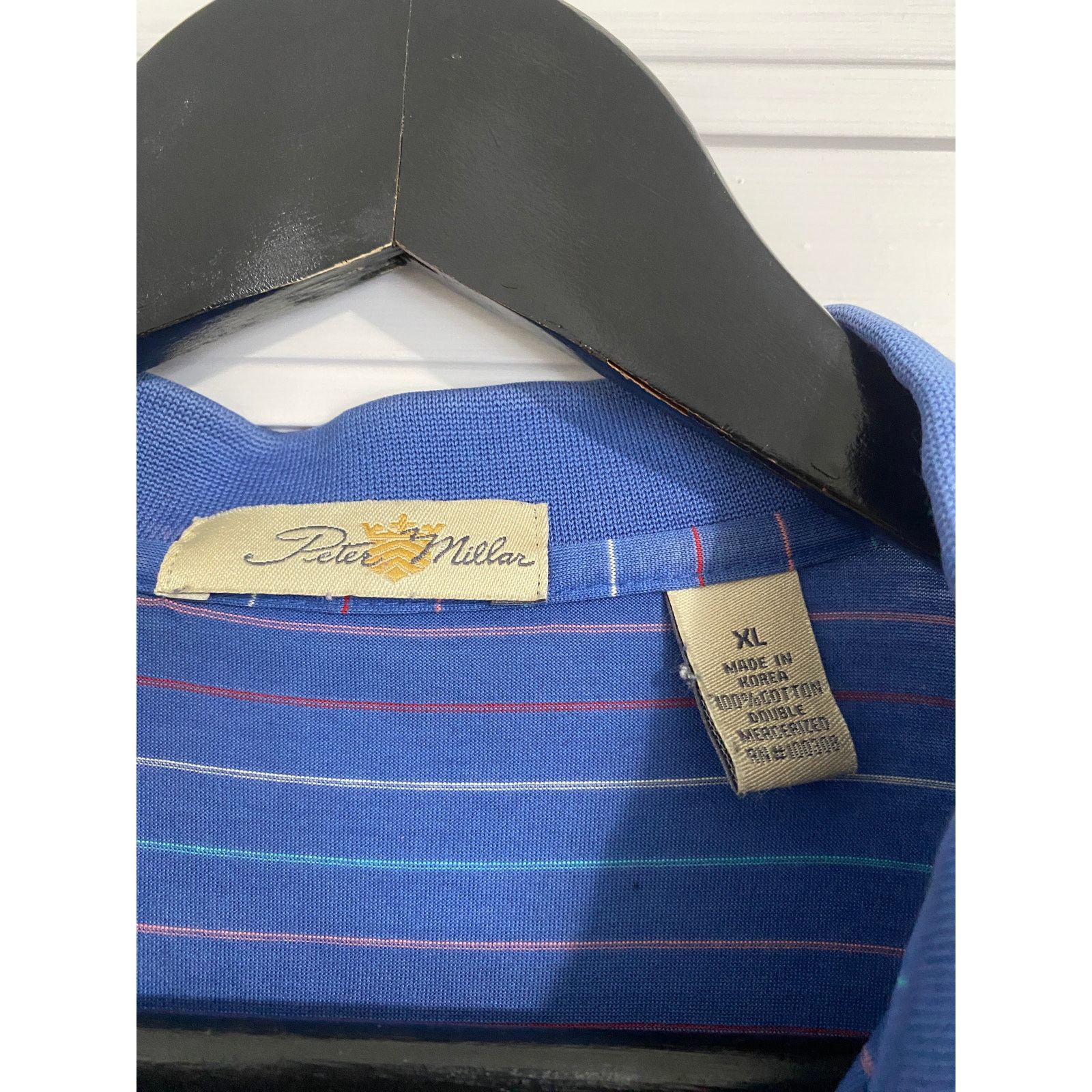 Peter Millar Peter Millar Striped Blue Polo Shirt Men's Size XL Size US XL / EU 56 / 4 - 3 Thumbnail