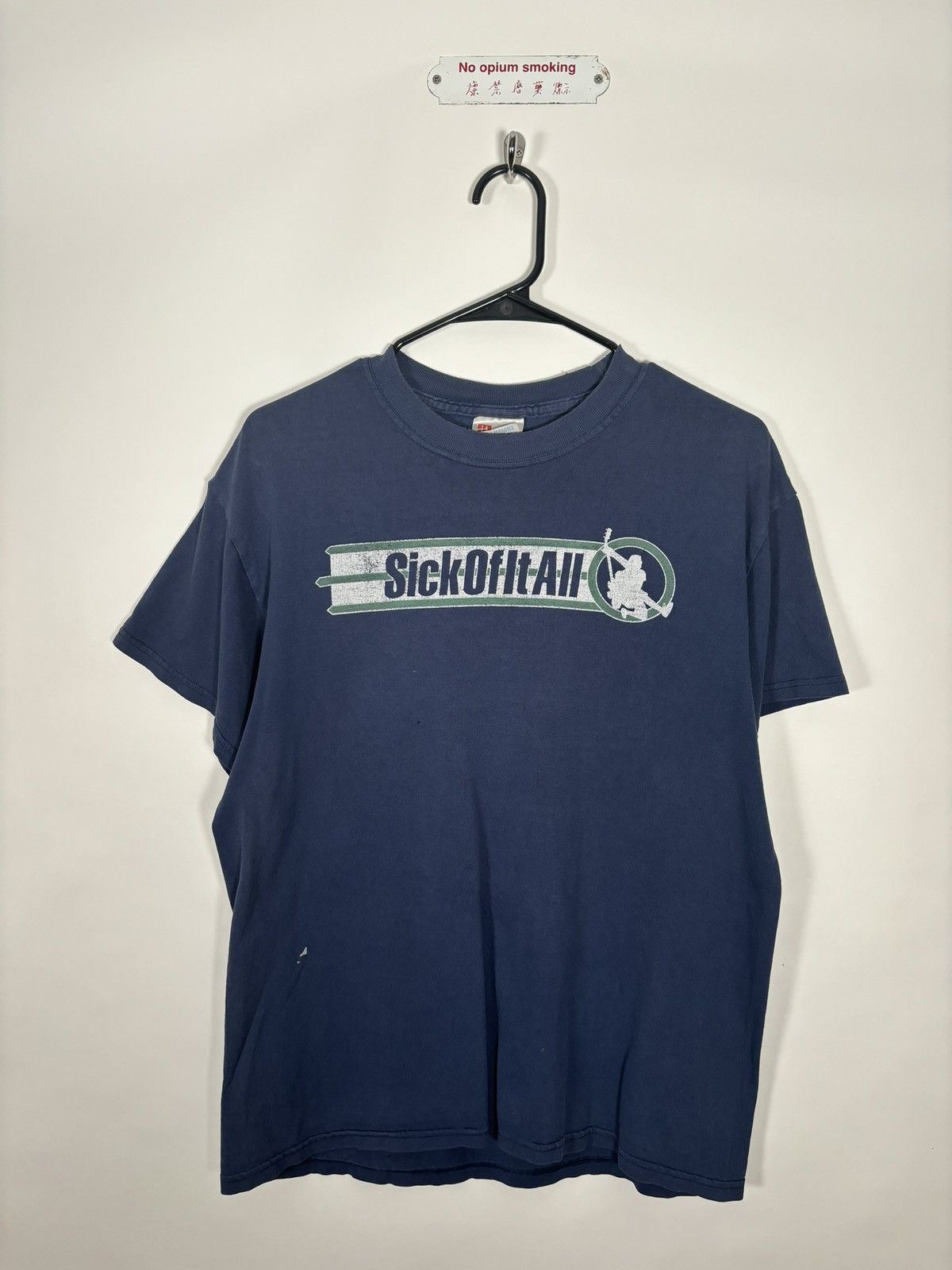 image of Vintage Hardcore Nineties Sick Of It All "globe" T-Shirt in Navy, Men's (Size Medium)