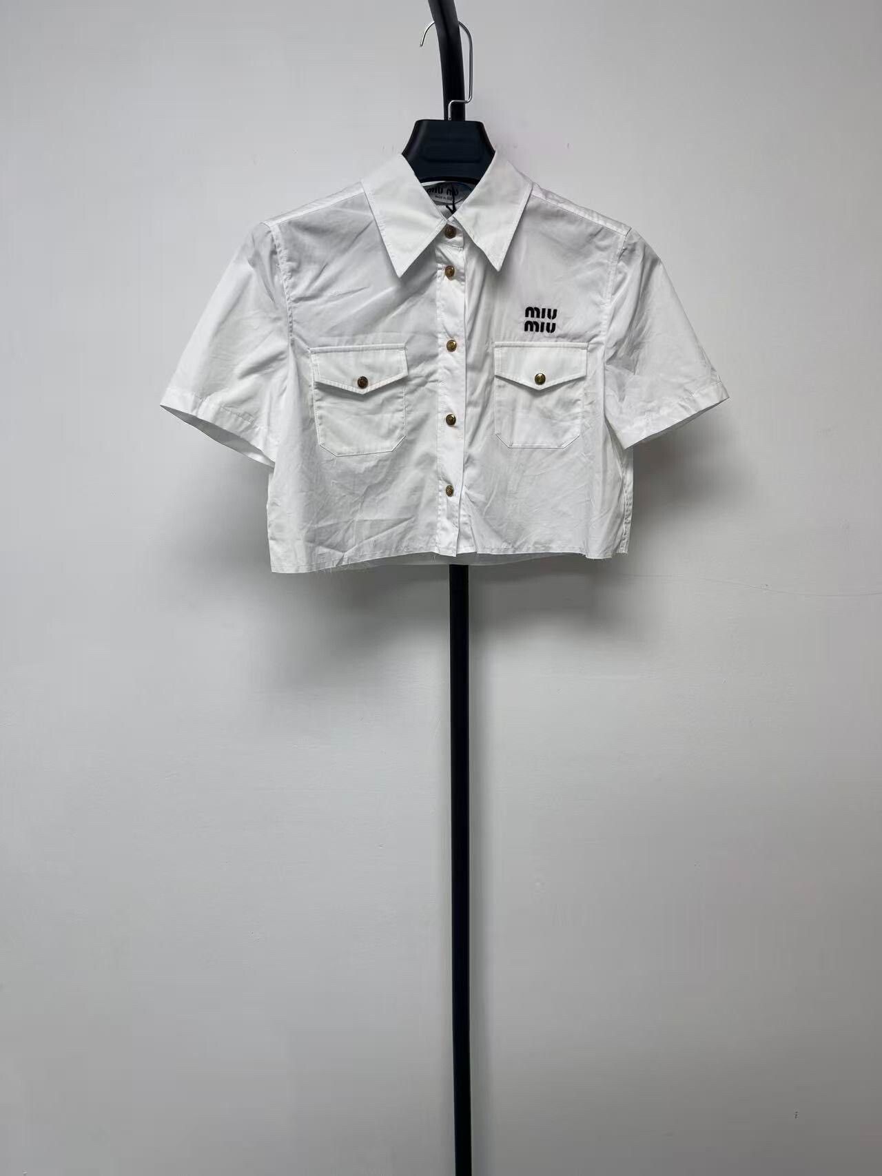 MIU MIU Logo Print Short-Sleeve Shirt