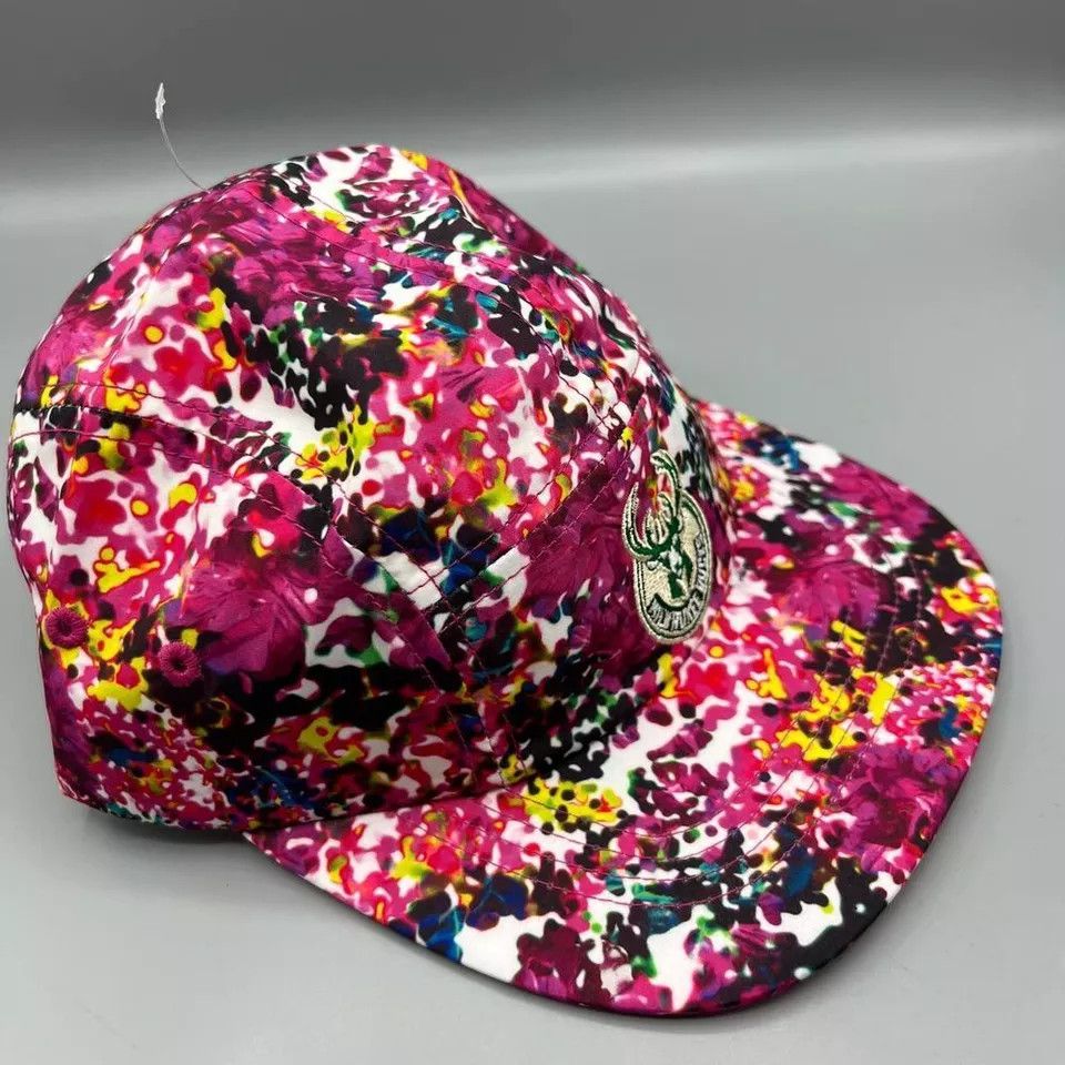 Adidas Milwaukee Bucks 5 Panel Hat Women Pink Adidas Strap Back Cap Size ONE SIZE - 3 Thumbnail