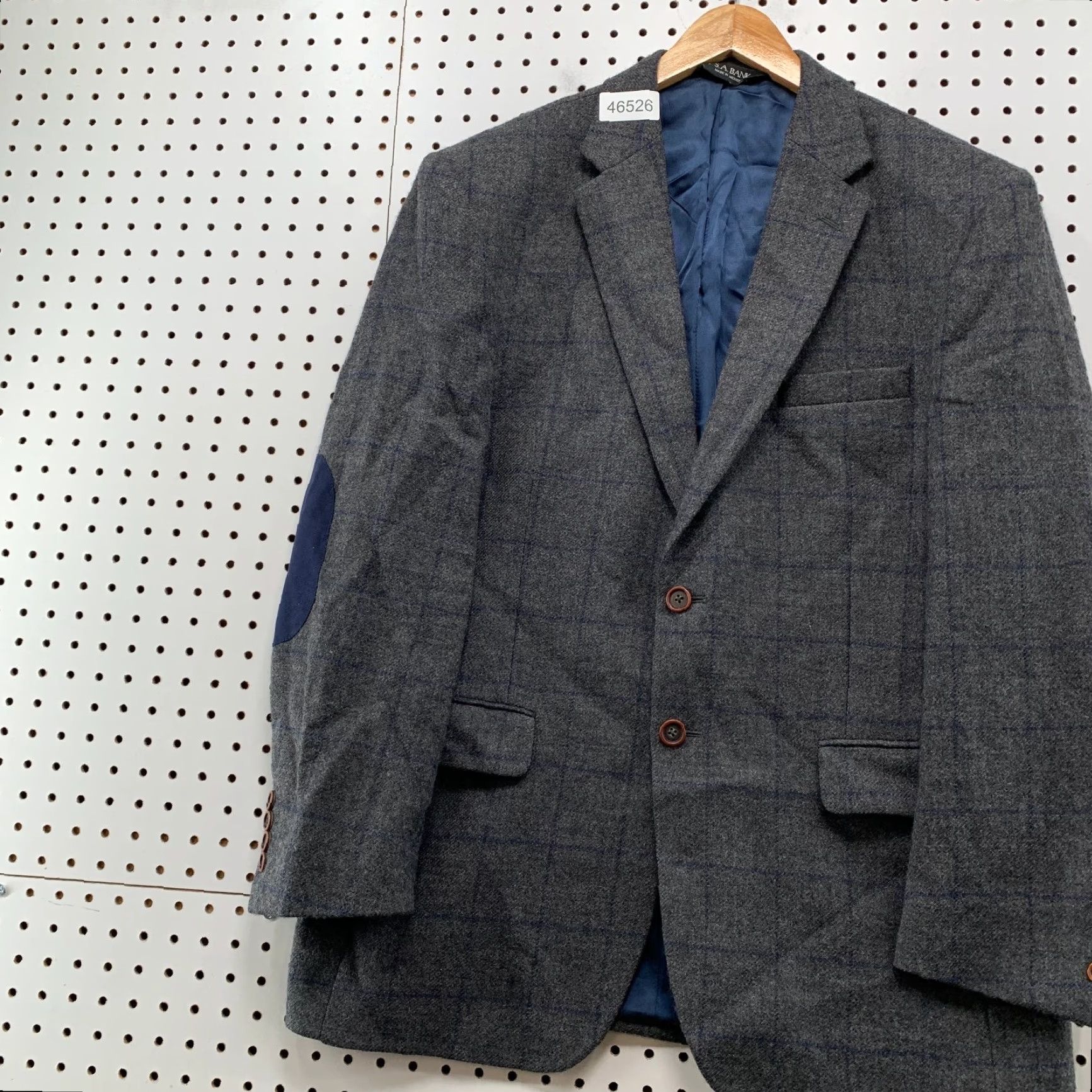 Jos. A. Bank Jos A Bank Blazer Mens 42 Gray Glen Plaid Wool 100% Wool Elbow Patch Business Jacket Shirt (Jacket Style: Single-Breasted, Notch Lapel) Size 42R - 5 Thumbnail