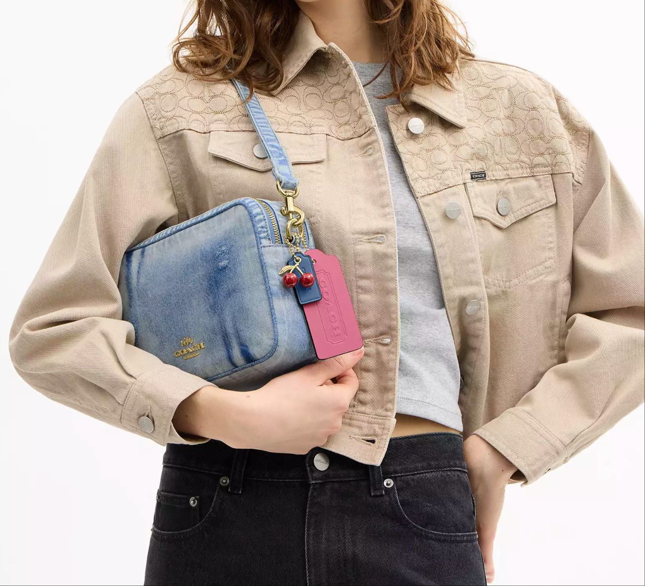 Coach Carey Crossbody Bag In Loved Denim With Charms CEK67 Size ONE SIZE - 5 Thumbnail
