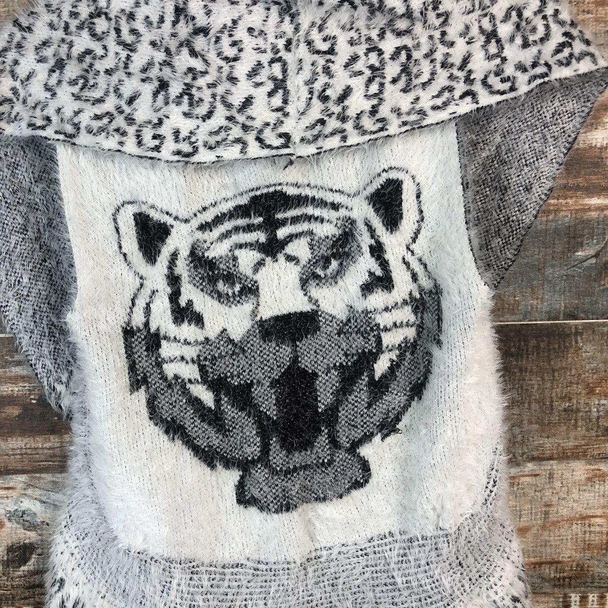 Homespun Knitwear × Japanese Brand DL Todo tiger Gray Knitwear cloak capes #C347 Size US XS / EU 42 / 0 - 14 Thumbnail