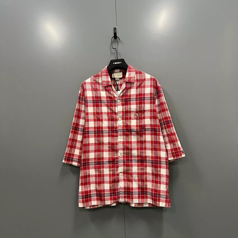 Gucci Animal Embroidery Checkered Shirt-dmc