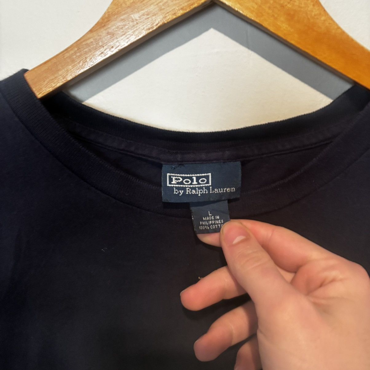 Polo Ralph Lauren Vintage 1990s Polo Ralph Lauren Faded Navy Pocket T Shirt Size US L / EU 52-54 / 3 - 3 Thumbnail