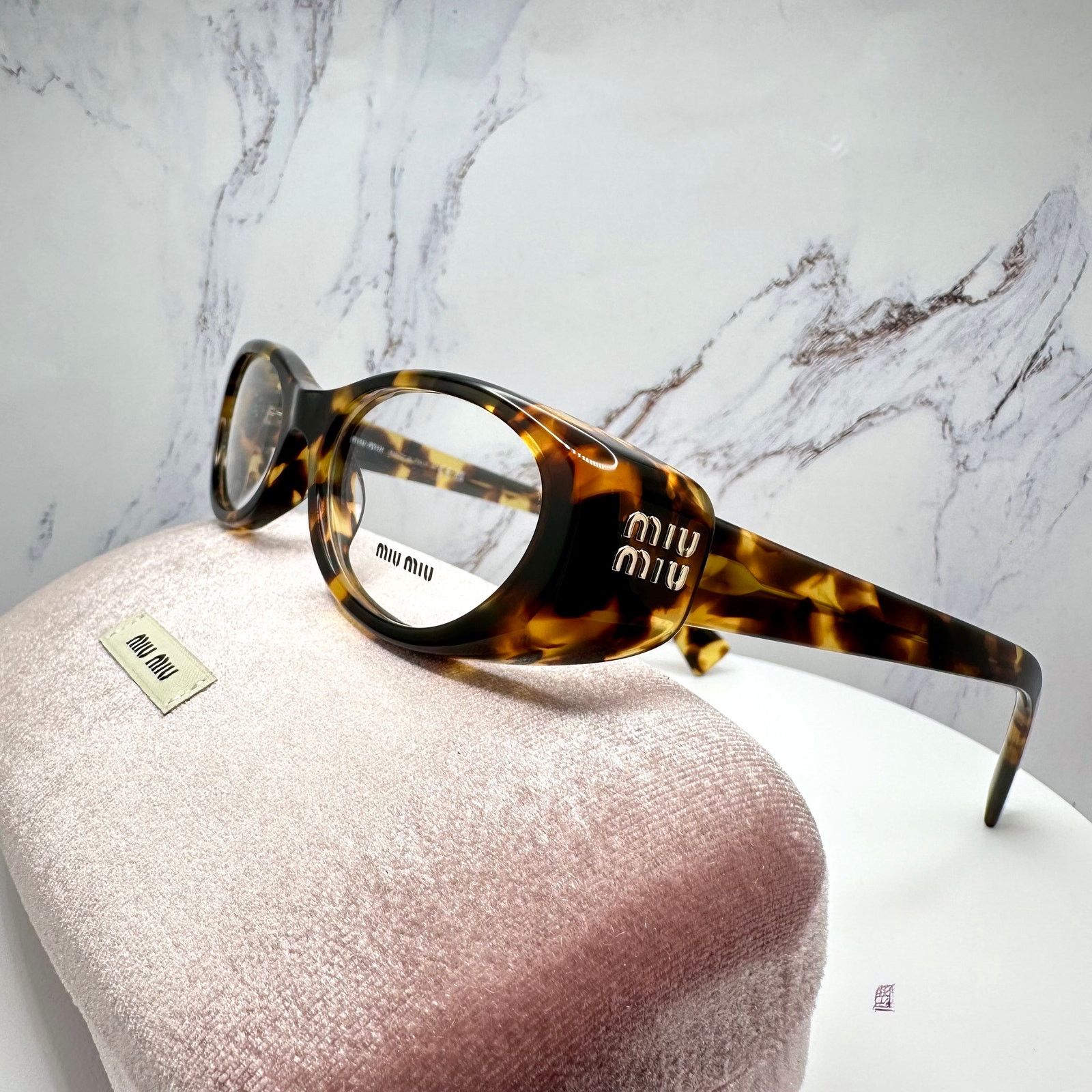 Miu Miu New MIU MIU Eyeglasses Brown Oval 53 Honey Havnana Rx-able Size ONE SIZE - 20 Thumbnail