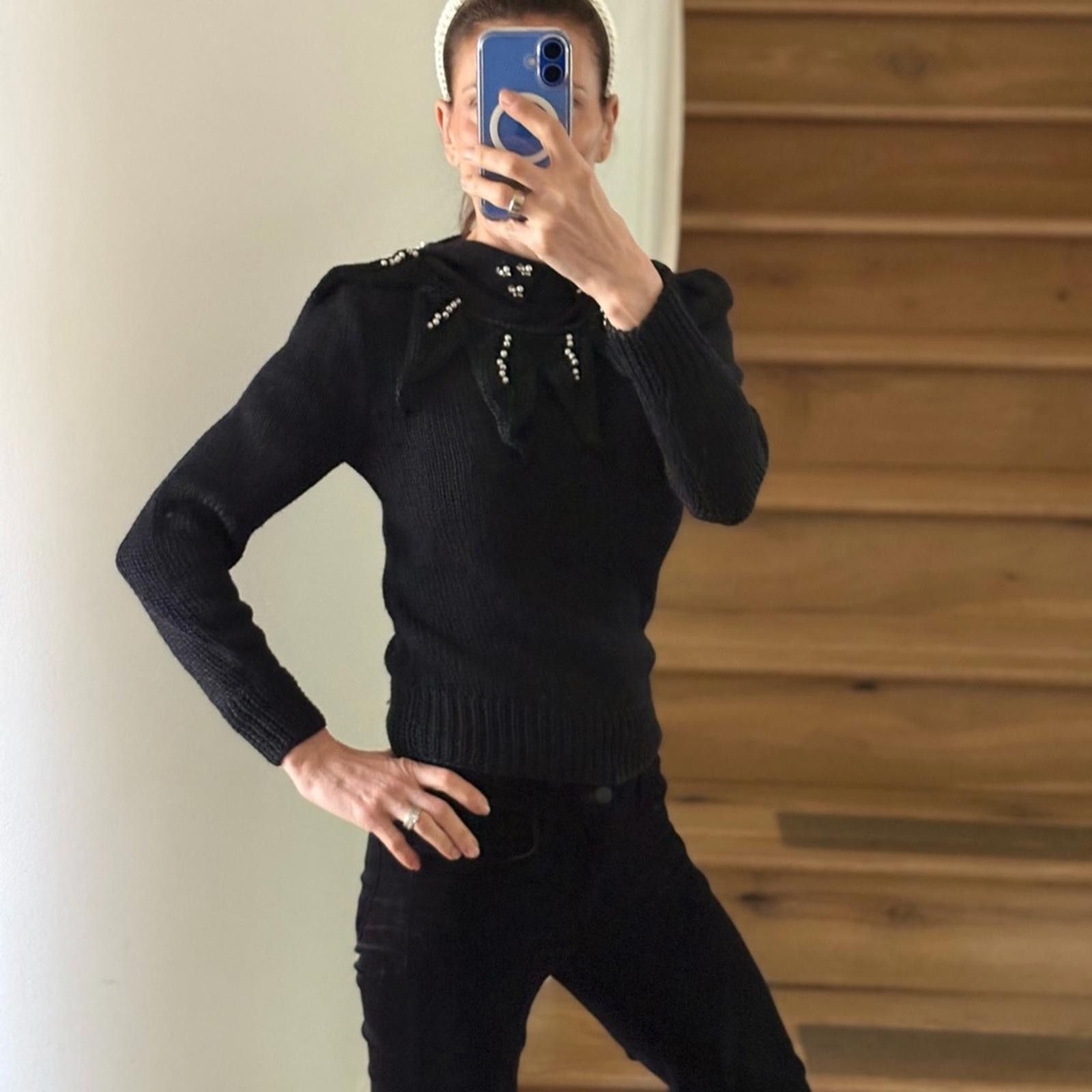 Vintage Nannell Vintage 80s Peals Hand Knit Sweater Black Size S / US 4 / IT 40 - 4 Thumbnail