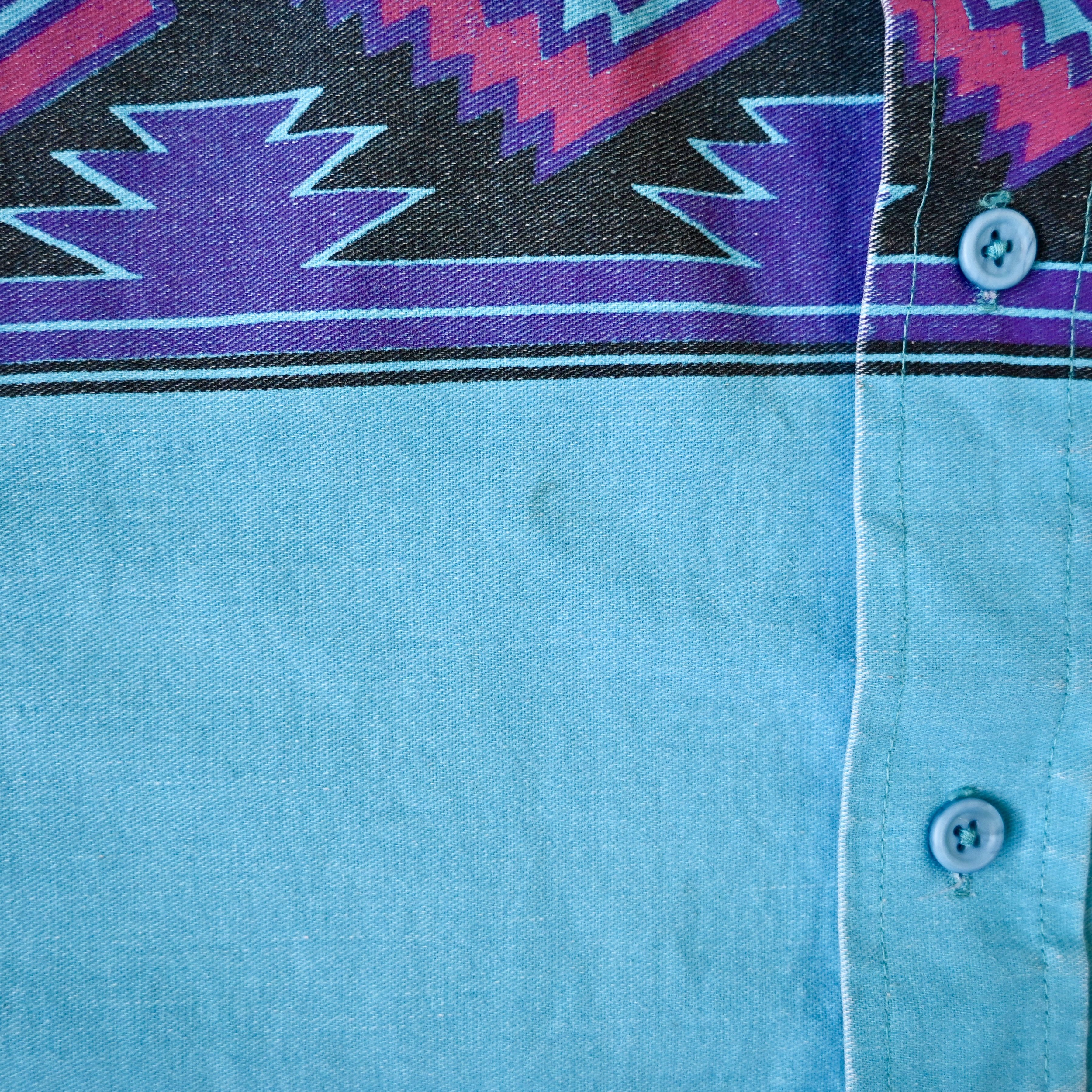 Vintage VTG Wrangler brushpopper shirt Aztec Navajo turquoise 16.5 Size US L / EU 52-54 / 3 - 11 Thumbnail