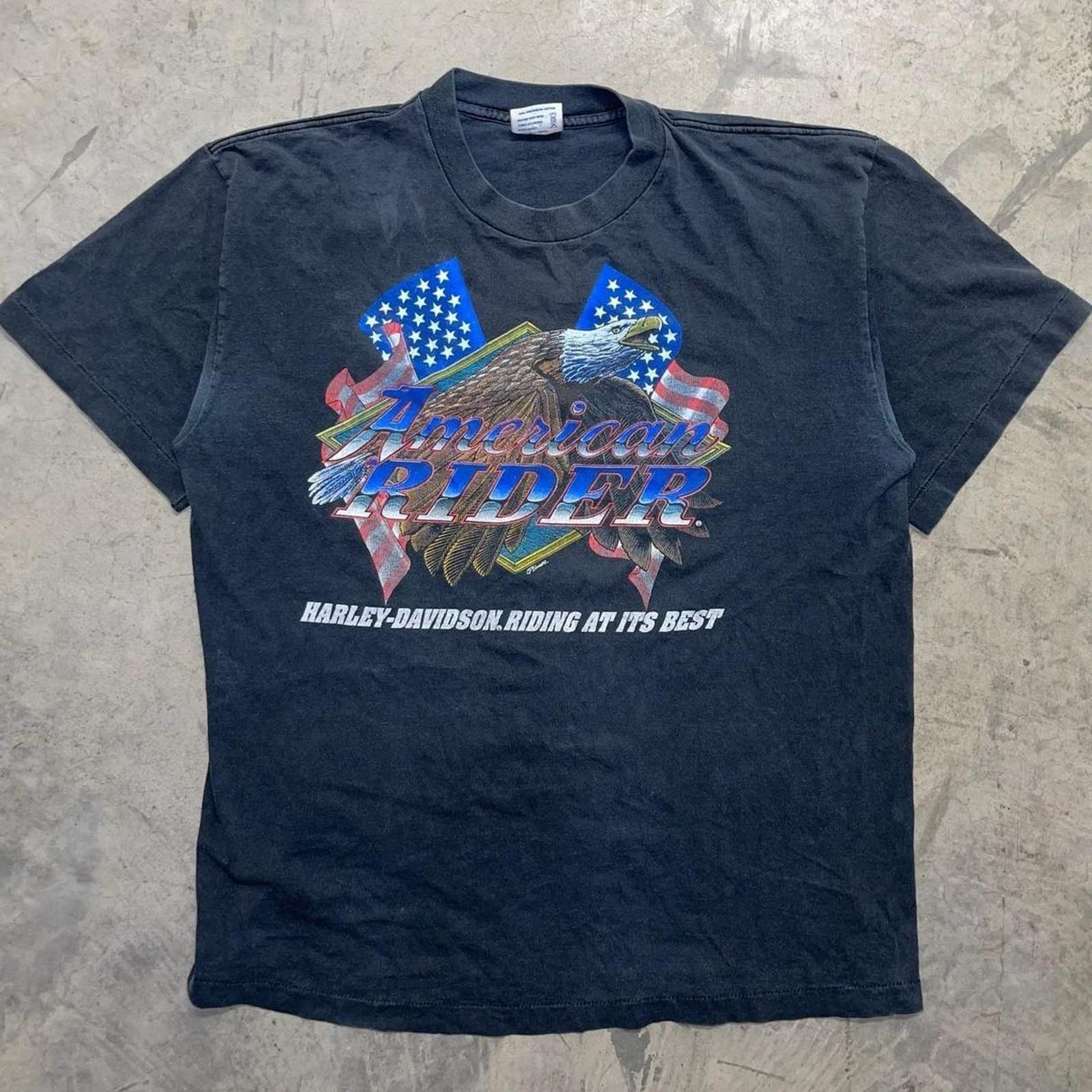 T-shirt Harley Davidson Motif Aigle USA - Coton, Manches Courtes - Neuf Avec étiquettes Fabriqué En France