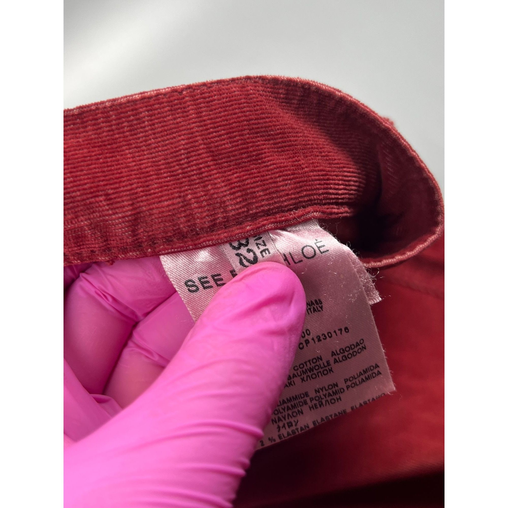 See by Chloe See By Chloe Low Waist Red Corduroy Pants (Y0887) Size 24" / US 00 / IT 34 - 8 Thumbnail