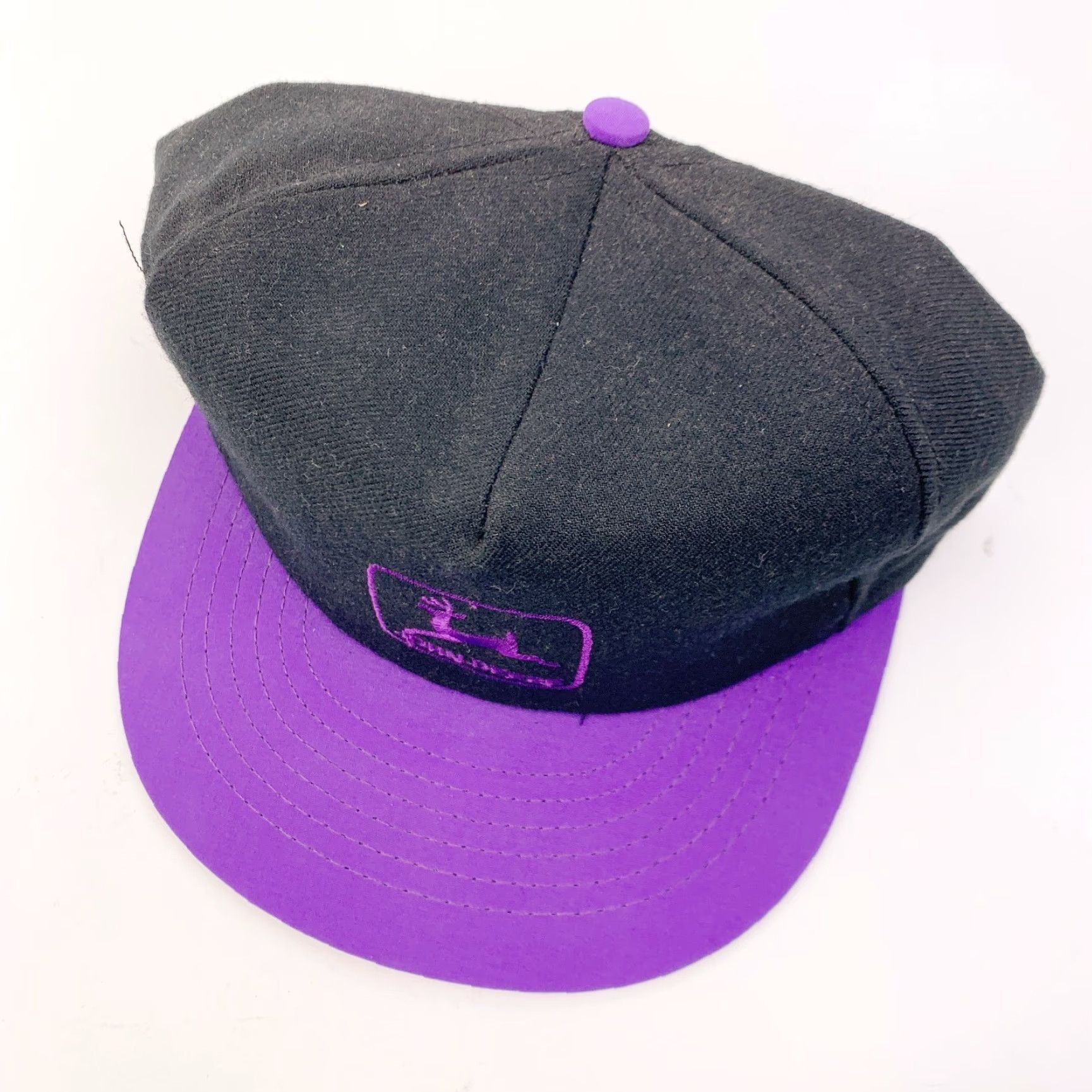 John Deere VINTAGE Swingster Hat Cap 80s John Deere Embroidered Purple Black Snapback One Size Mens Womens Boys Girls Size ONE SIZE - 3 Thumbnail