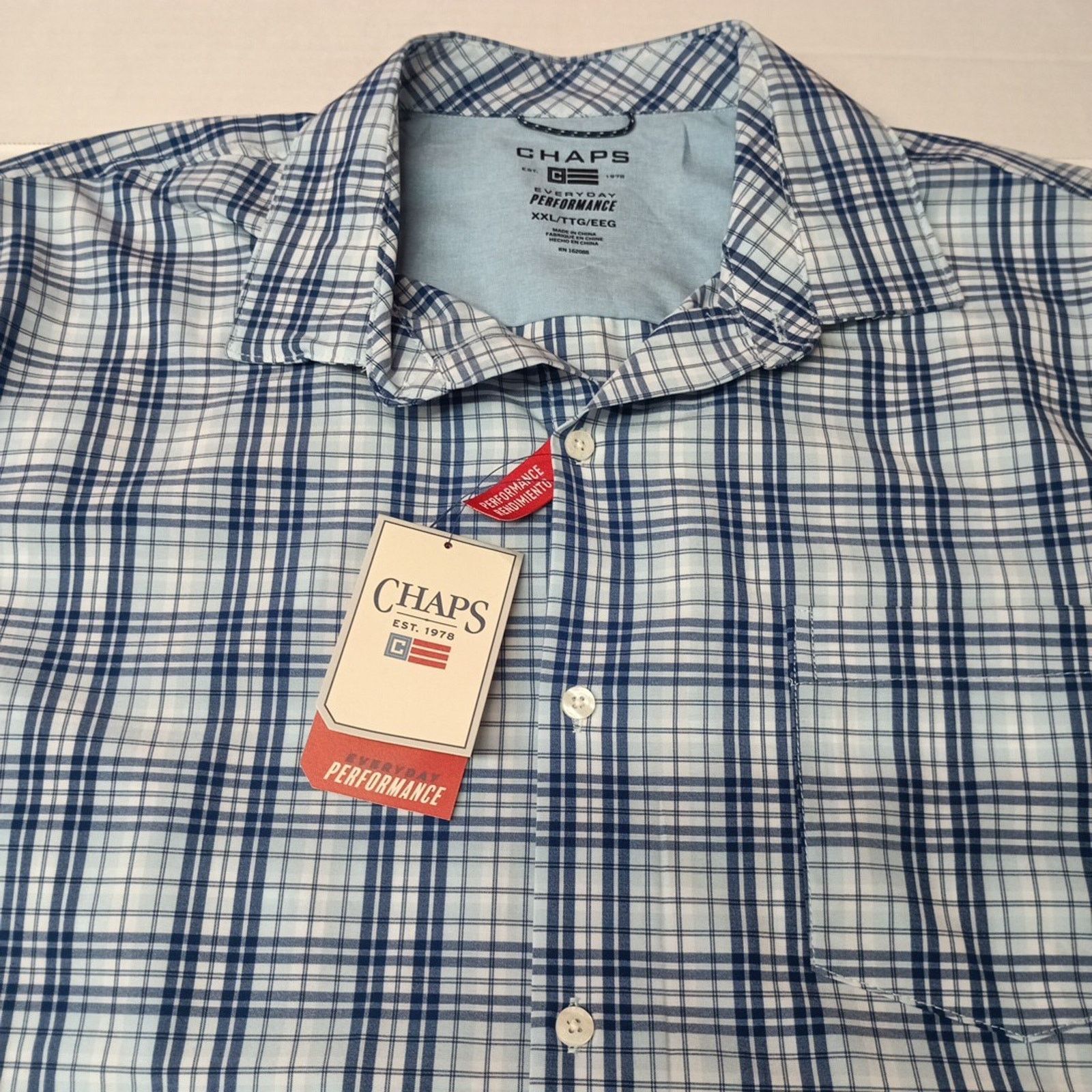 Chaps Chaps Performance Woven Shirt Men's Size 2XL Blue Stretch Size US XXL / EU 58 / 5 - 2 Thumbnail