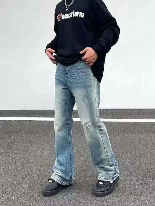 Japanese Brand × Jean Baggy Blue Flared Denim Jeans Size US 30 / EU 46 - 3 Thumbnail