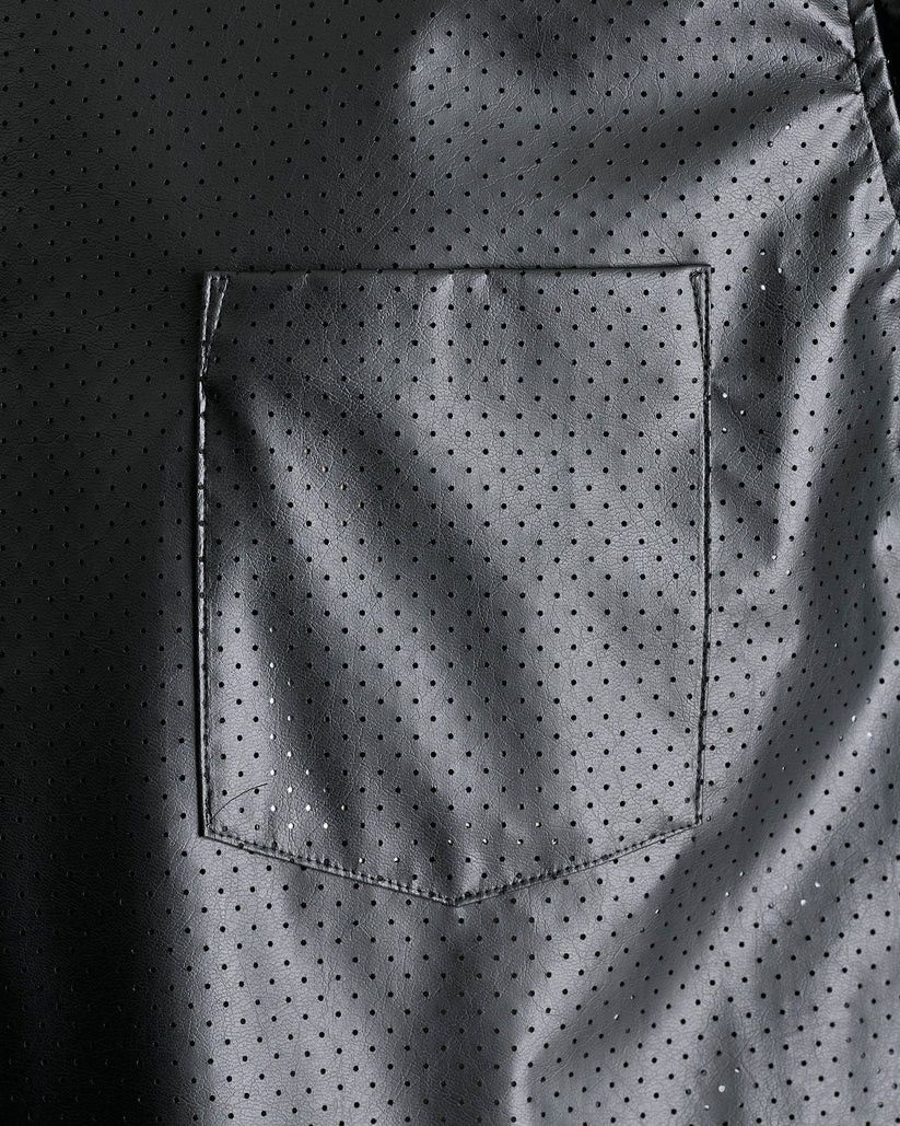 Comme des Garcons Homme Plus o1s1v1r1oon0925 Perforated Faux Leather Shirt in Black Size US L / EU 52-54 / 3 - 7 Thumbnail