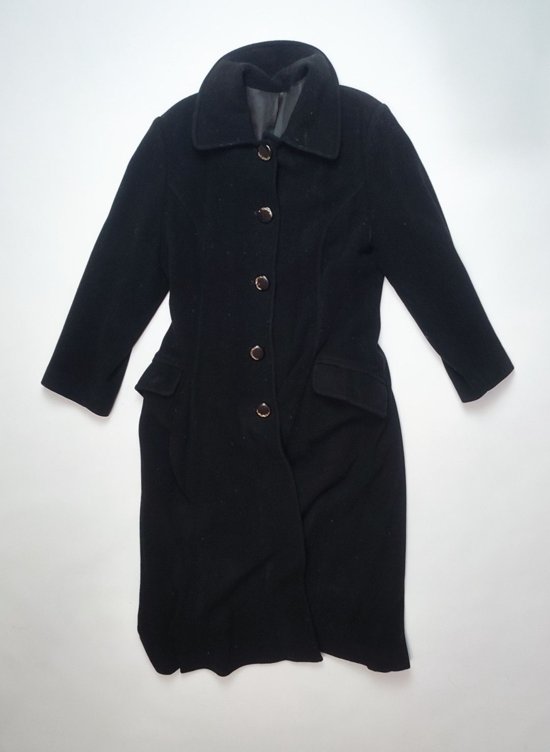 image of Cashmere Wool x Italian Designers Vintage 70's Long Wool Coat Size M-L(W) in Black, Men's