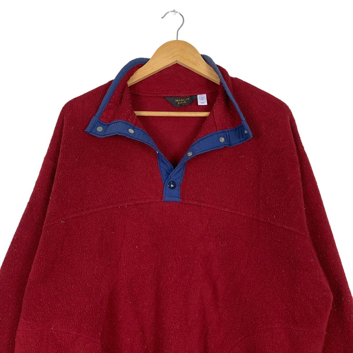 Other 90's Made in USA Half Button Pullover Red Fleece #1139-C52 Size US M / EU 48-50 / 2 - 10 Thumbnail