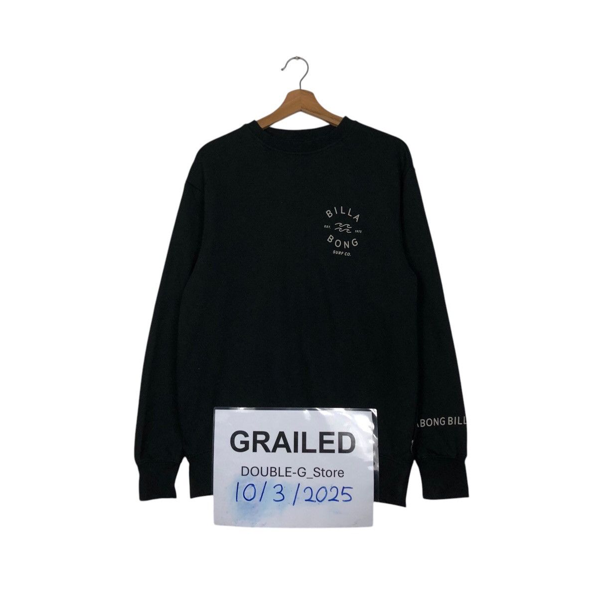 Japanese Brand × Vintage 📌Rich Black Vintage Sweatshirt Billabong Big Logo Size US S / EU 44-46 / 1 - 1 Thumbnail