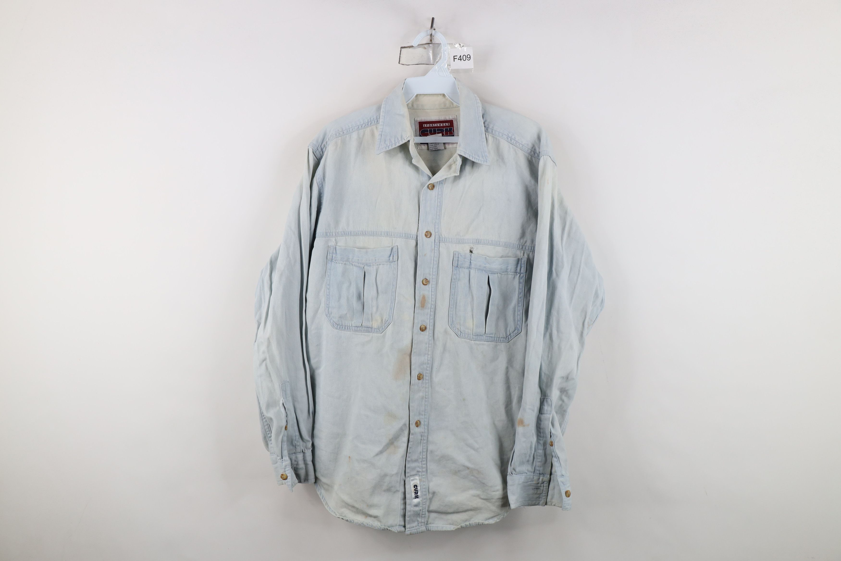 Vintage Vintage 90s Streetwear Double Pocket Denim Jean Button Shirt Size US S / EU 44-46 / 1 - 1 Thumbnail