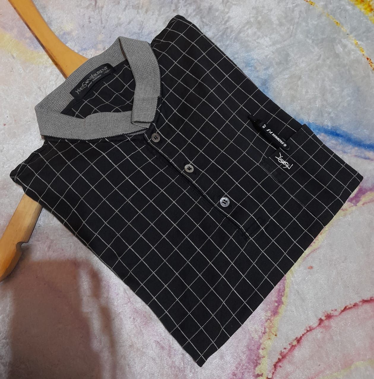 Yves Saint Laurent 💥Plaid Black💥 Vintage poloshirt YSL Yvest Saint Laurent Size US M / EU 48-50 / 2 - 6 Thumbnail