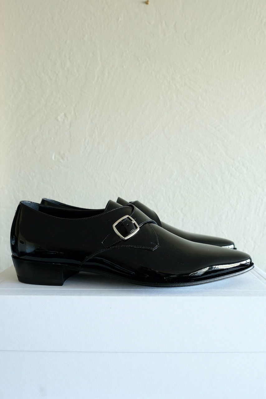 Celine Single Buckle Jacno Patent Leather Derby Shoes 42 9 in Black, Men's
