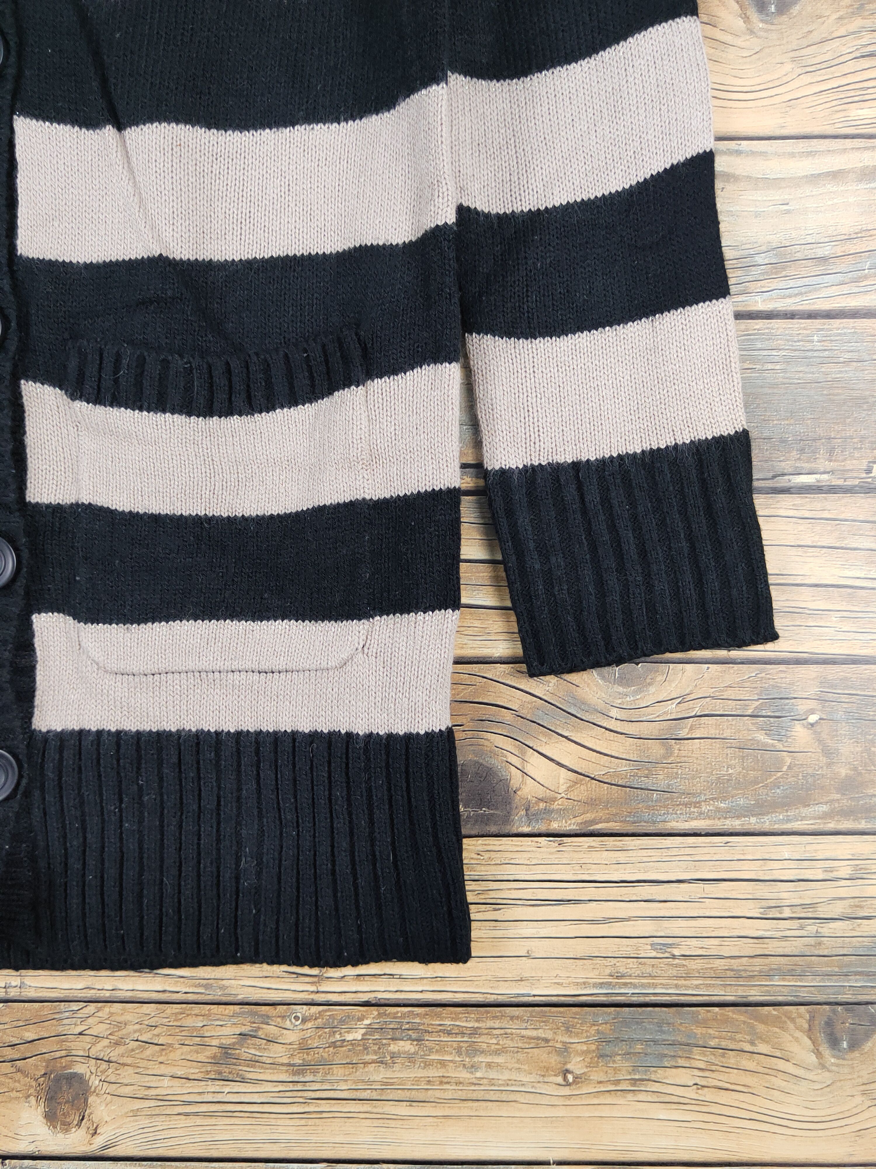 Japanese Brand × Vintage Putielal Black Brown Stripe Knitwear Cardigan #W1151 Size M / US 6-8 / IT 42-44 - 6 Thumbnail