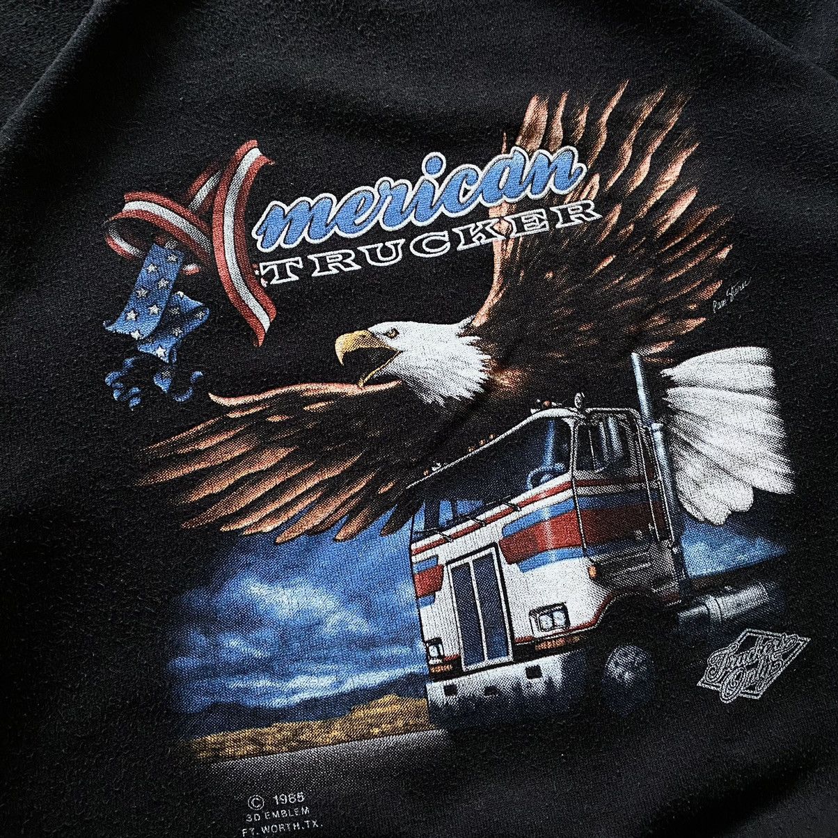 Vintage American Trucker 3D Emblem 1985 Harley Davidson Sweatshirt Size US XL / EU 56 / 4 - 3 Thumbnail