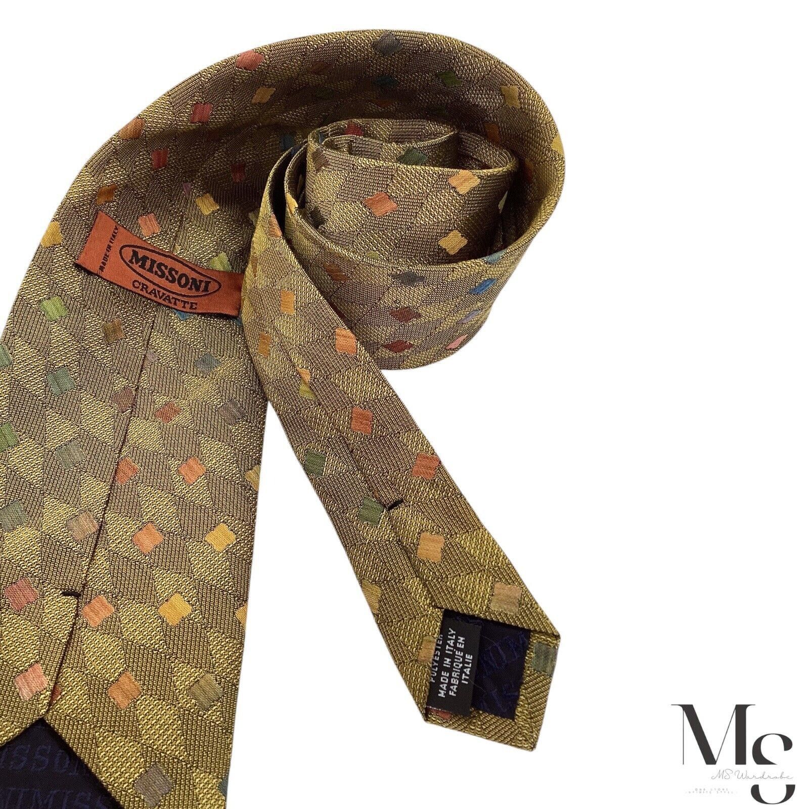 Missoni MISSONI Green Geometric Luxury Silk Tie Made In Italy W: 3.7 Size ONE SIZE - 5 Thumbnail