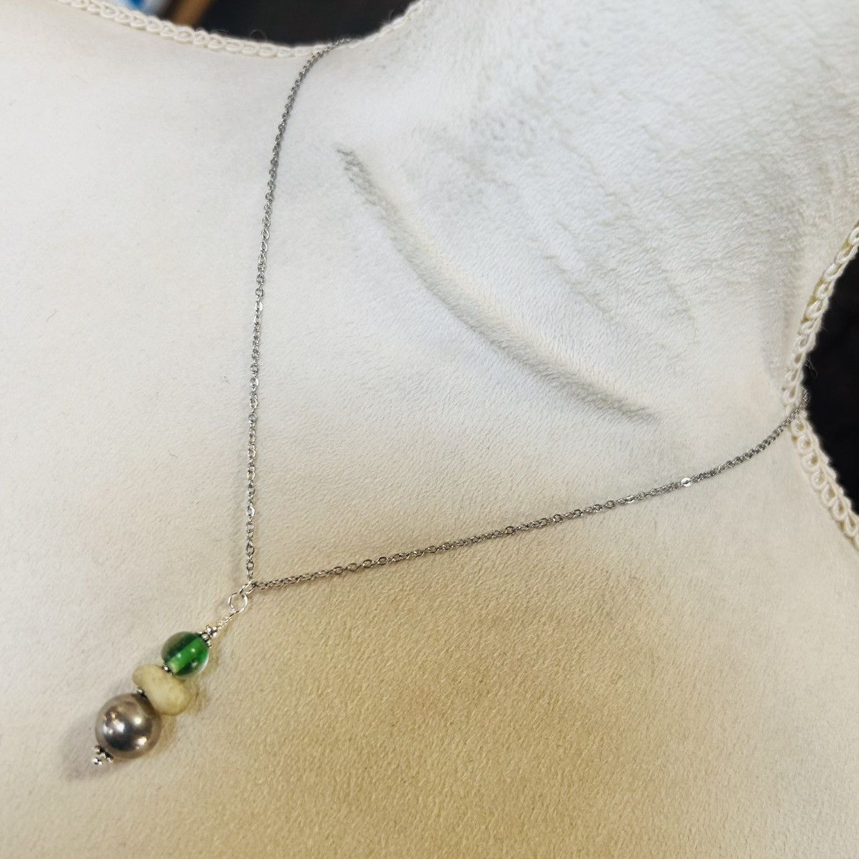 Handmade Handcrafted vintage bead drop pendant on chain necklace Size ONE SIZE - 2 Thumbnail