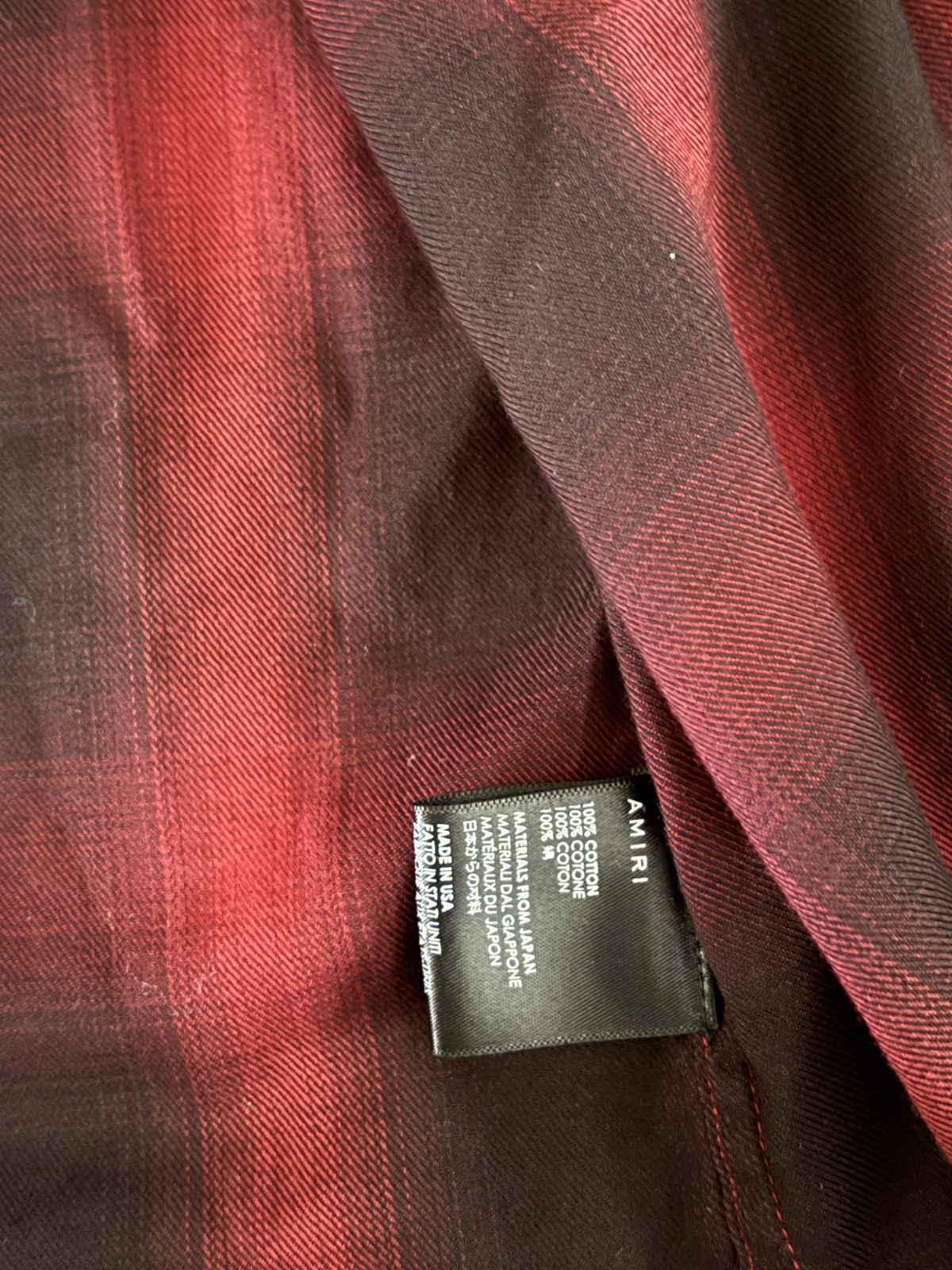 Amiri Amiri Red & Black Plaided Flannel With Frayed Hem Size US S / EU 44-46 / 1 - 4 Thumbnail