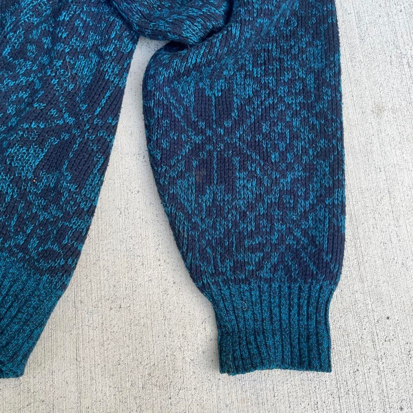 Other Monochromatic Snowflake Geometric Motif Blue, Teal Sweater Size M / US 6-8 / IT 42-44 - 5 Thumbnail