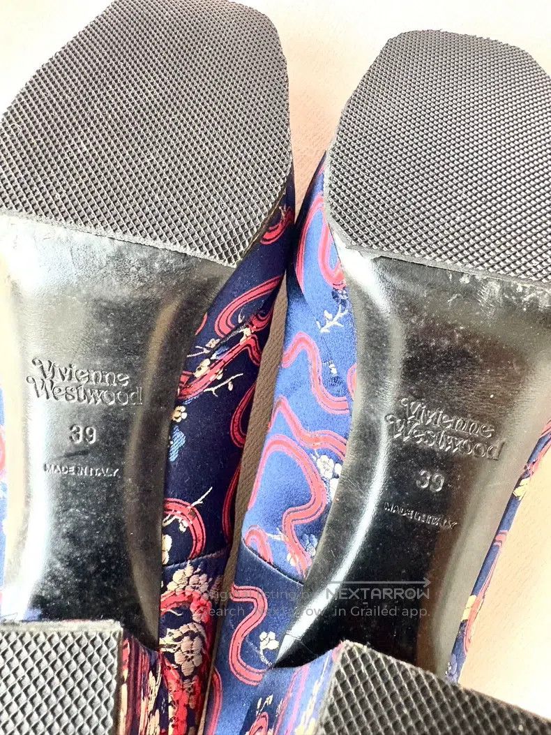 Vivienne Westwood Vivienne Westwood Blue silk floral square-toed high-heeled Size US 4.5 / IT 34.5 - 9 Thumbnail