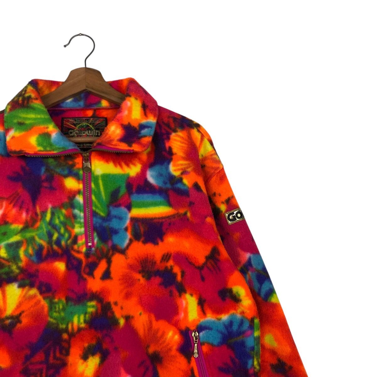 Japanese Brand × Vintage 📌Colourful Anorak Half Zipper Fleece Jacket Goldwin Japan Size US L / EU 52-54 / 3 - 7 Thumbnail