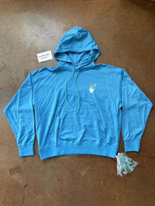 Off White Off White Hand Logo Hoodie Blue Medium Grailed